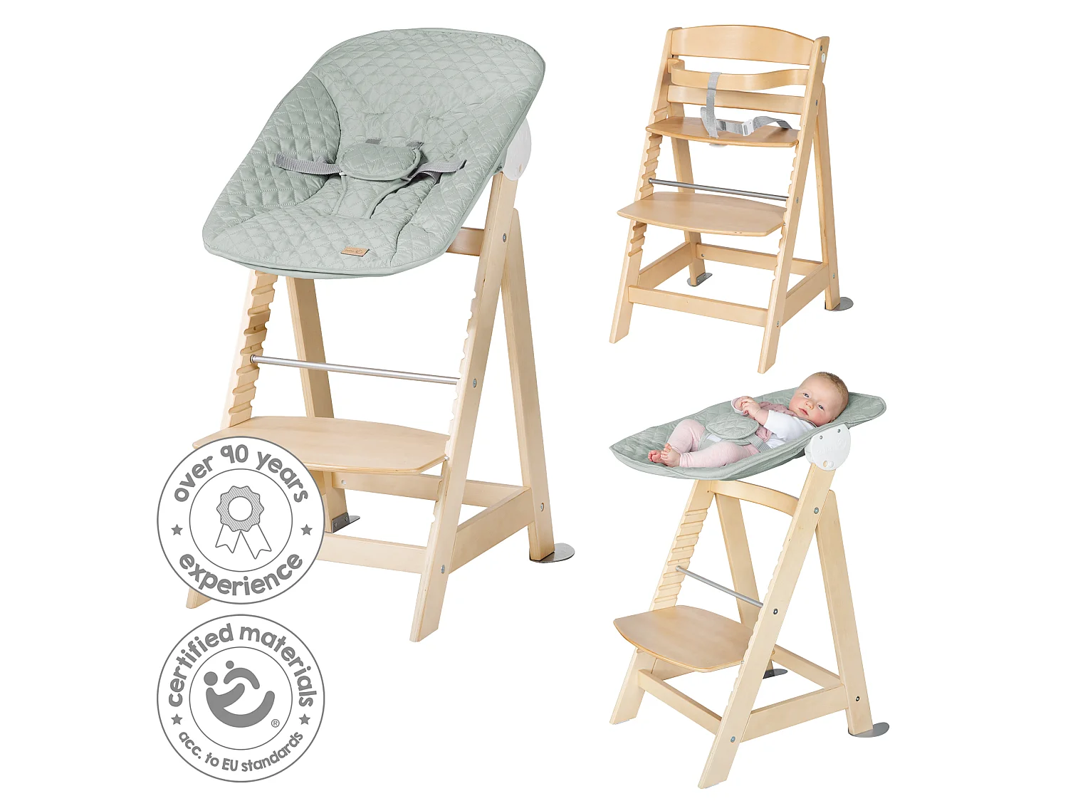 Chaise Haute Roba Born Up 2en1 Set avec Accessoire Style - Design Frosty Green