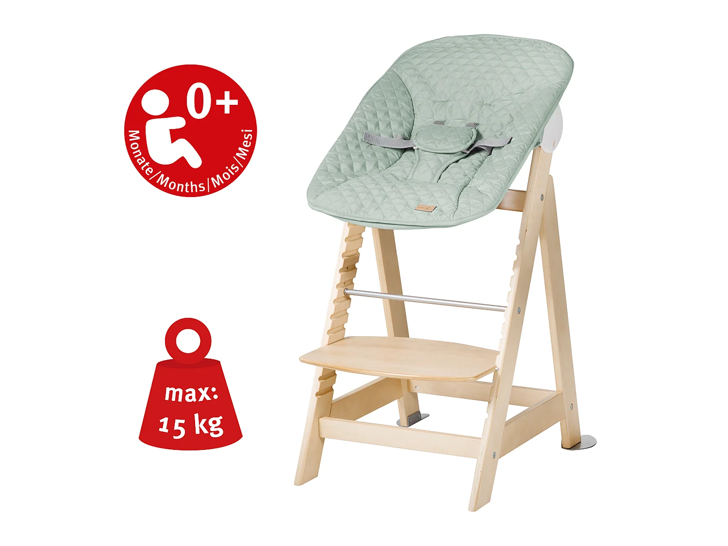 Chaise Haute Roba Born Up 2en1 Set avec Accessoire Style - Design Frosty Green