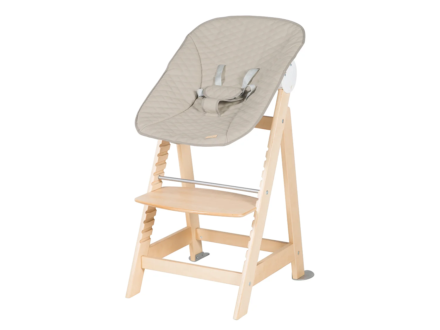 Chaise haute 2en1 Roba Born Up avec insert grisâtre - Similicuir végétalien, réglable, inclinaison 3 positions