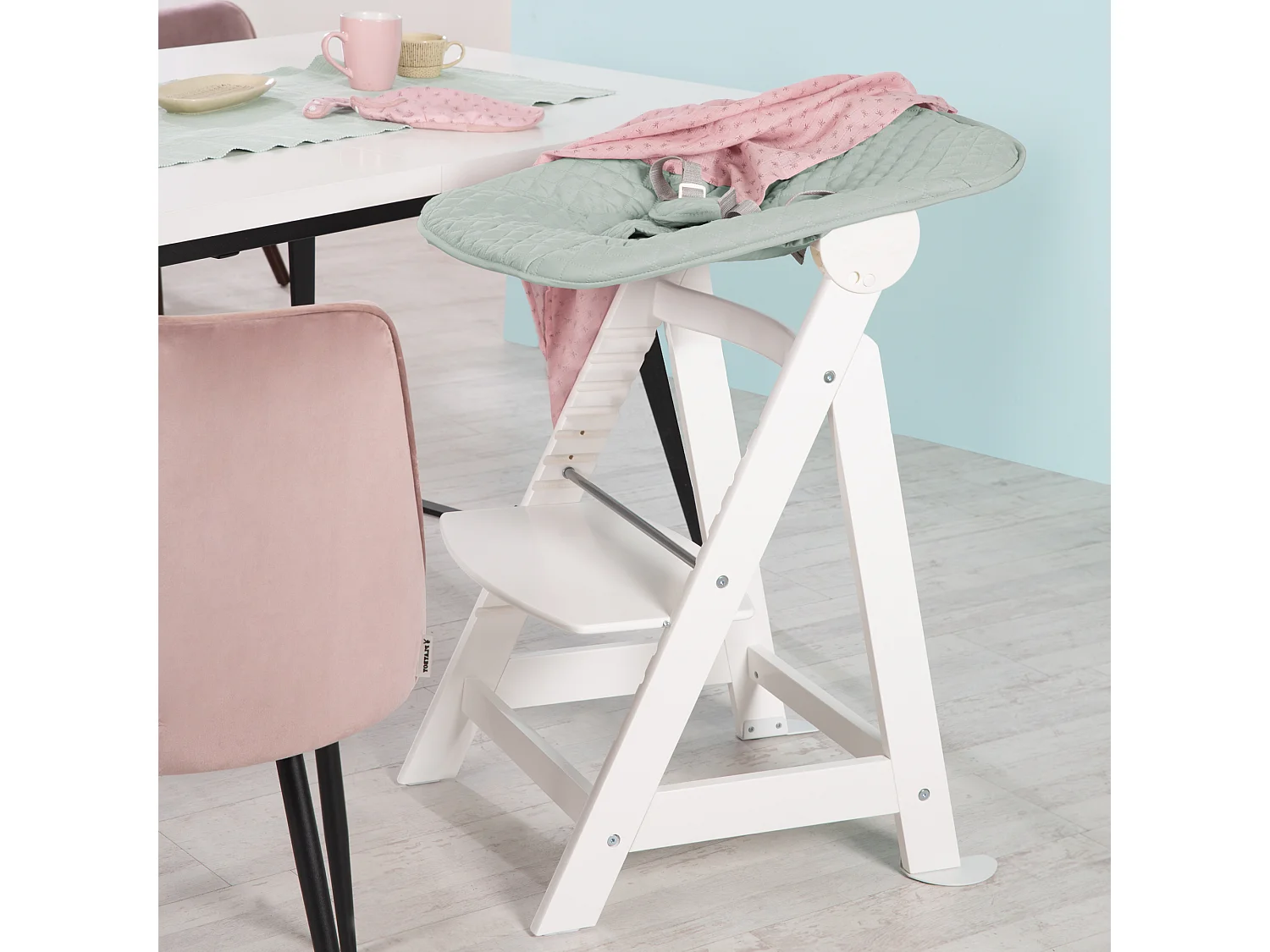 Chaise Haute Roba Born Up 2en1 Set avec Accessoire de Style - Vert Givré