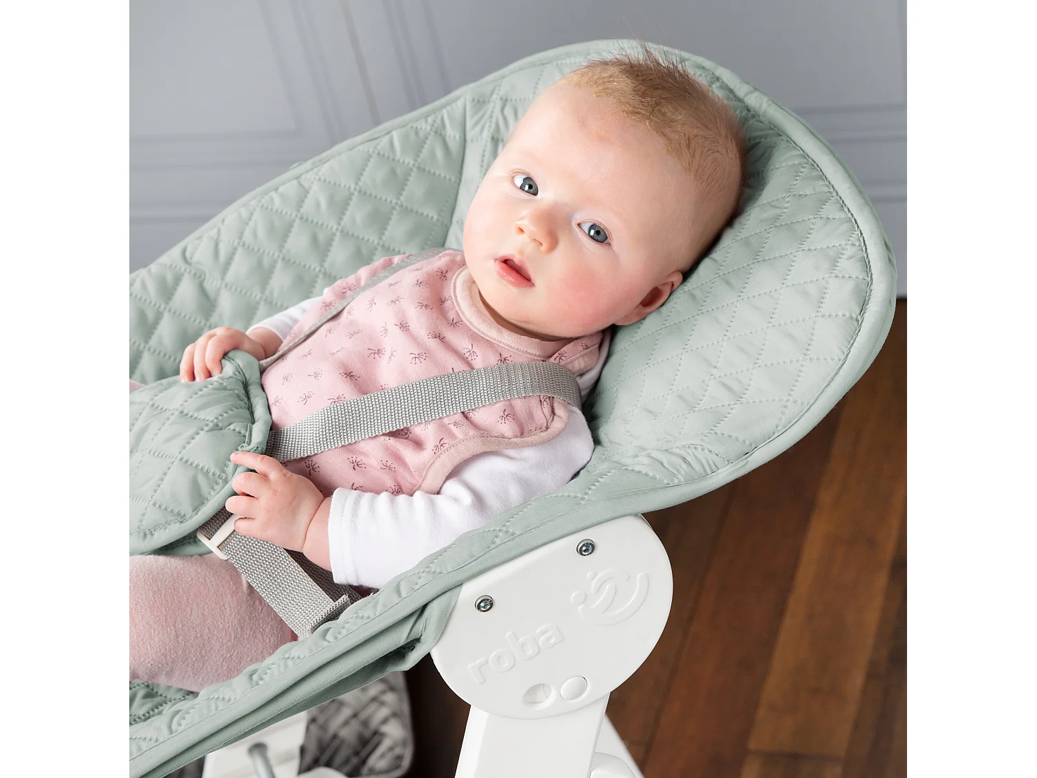Chaise Haute Roba Born Up 2en1 Set avec Accessoire de Style - Vert Givré