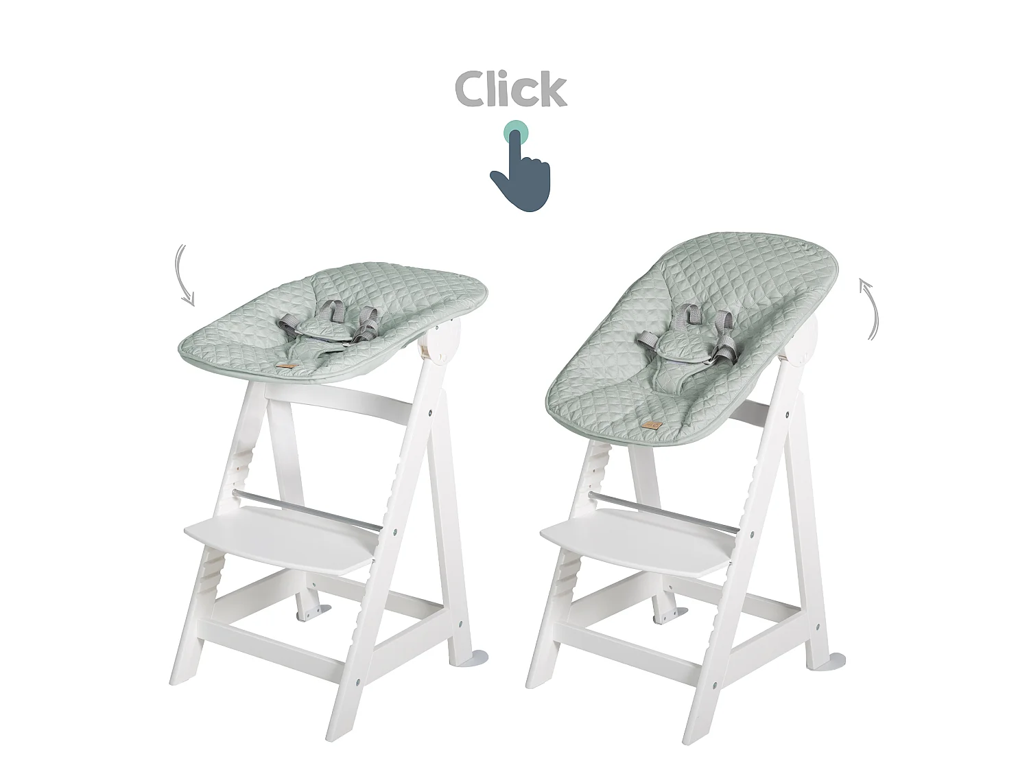 Chaise Haute Roba Born Up 2en1 Set avec Accessoire de Style - Vert Givré