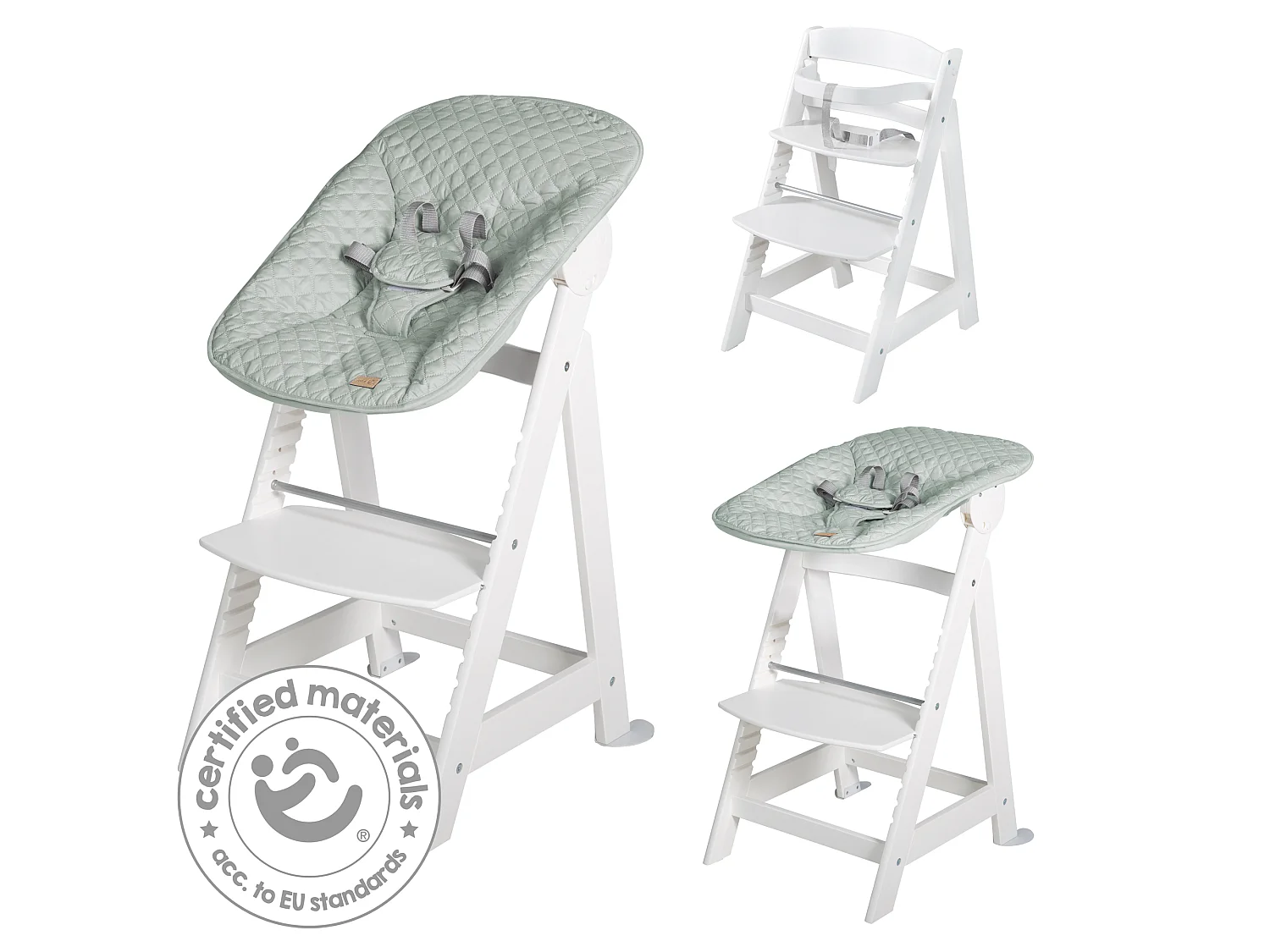 Chaise Haute Roba Born Up 2en1 Set avec Accessoire de Style - Vert Givré