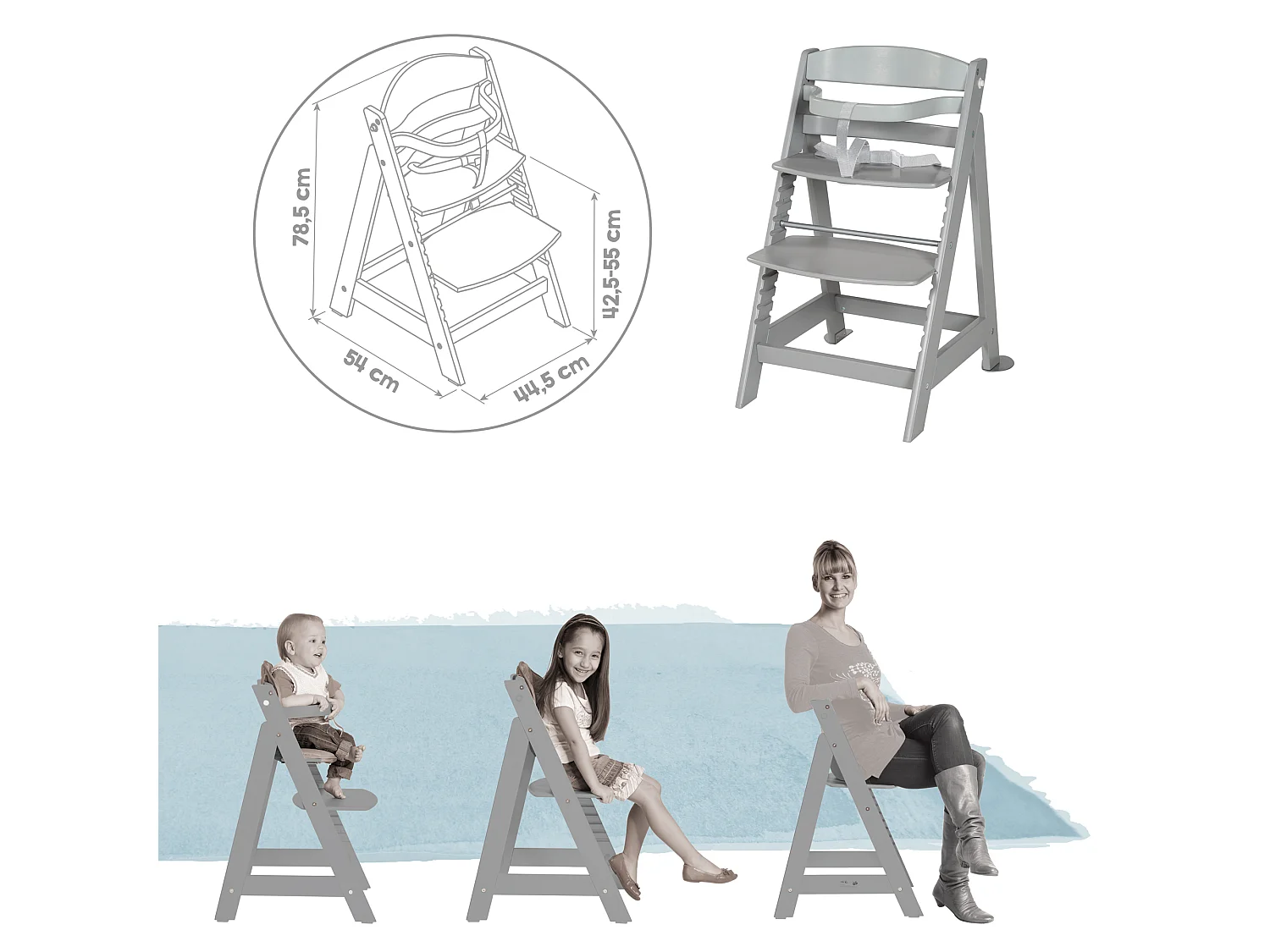 BABYHOCHSTUHL Born Up mit Neugeborenenaufsatz Taupe