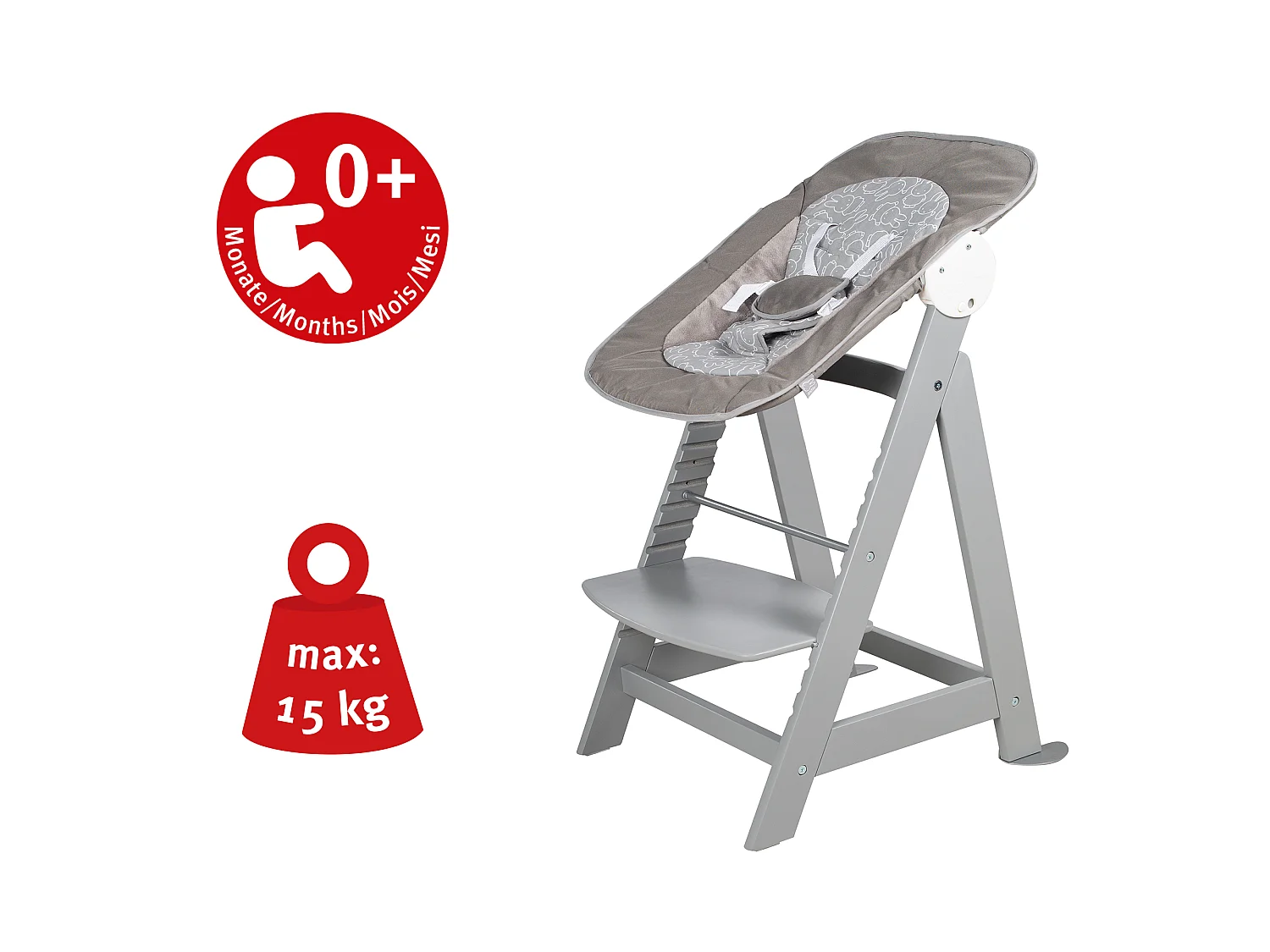 BABYHOCHSTUHL Born Up mit Neugeborenenaufsatz Taupe