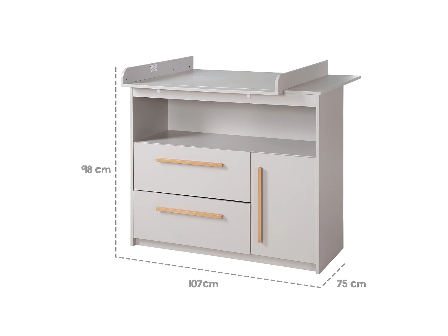 Roba Wickelkommode Lea Hellgrau - Espaciosa, elegante, funcional mesa de cambio para bebé con parte superior extraíble