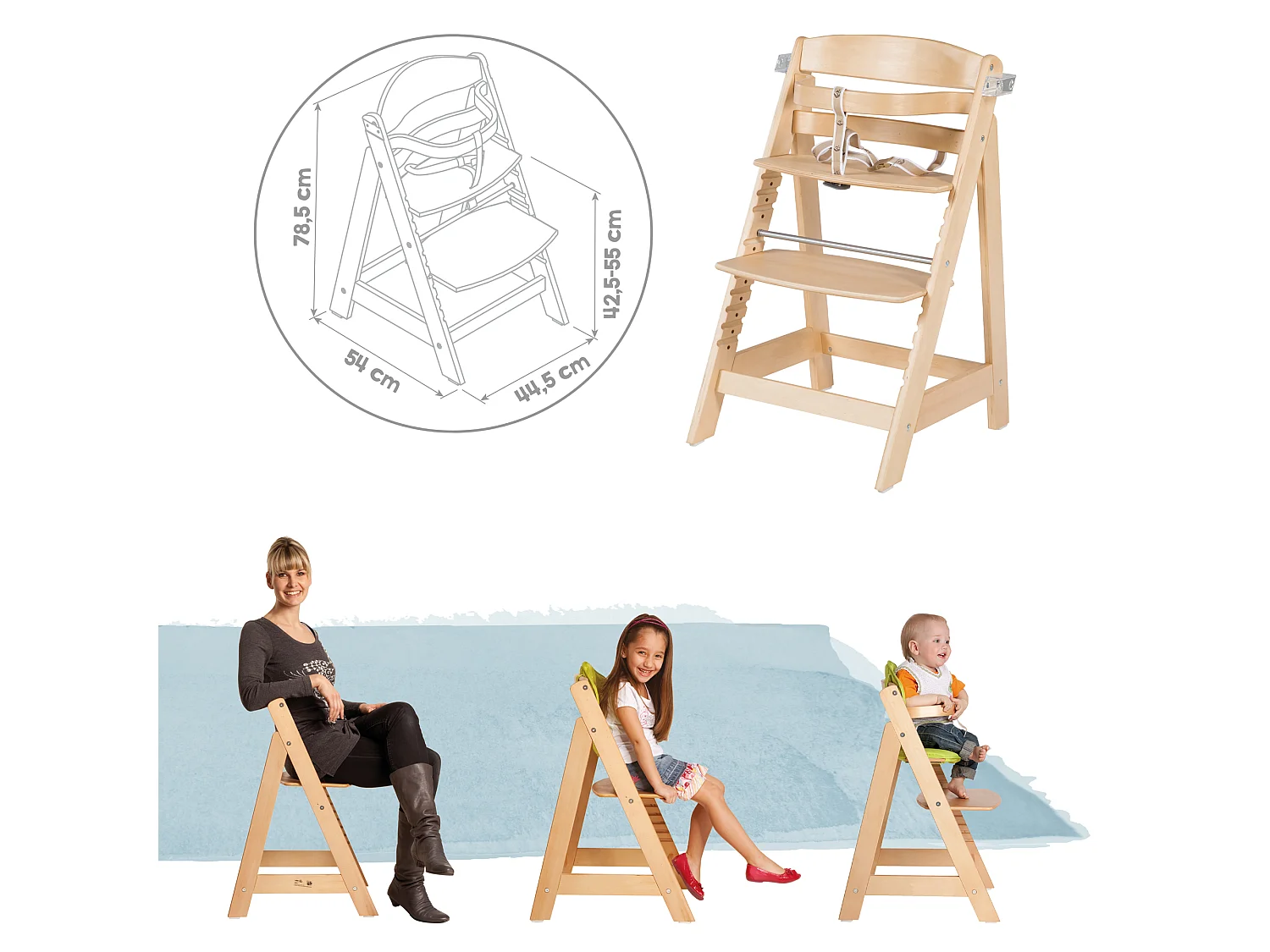 Chaise haute pour bébé Roba Sit Up FUN avec hauteur réglable et caractéristiques de sécurité