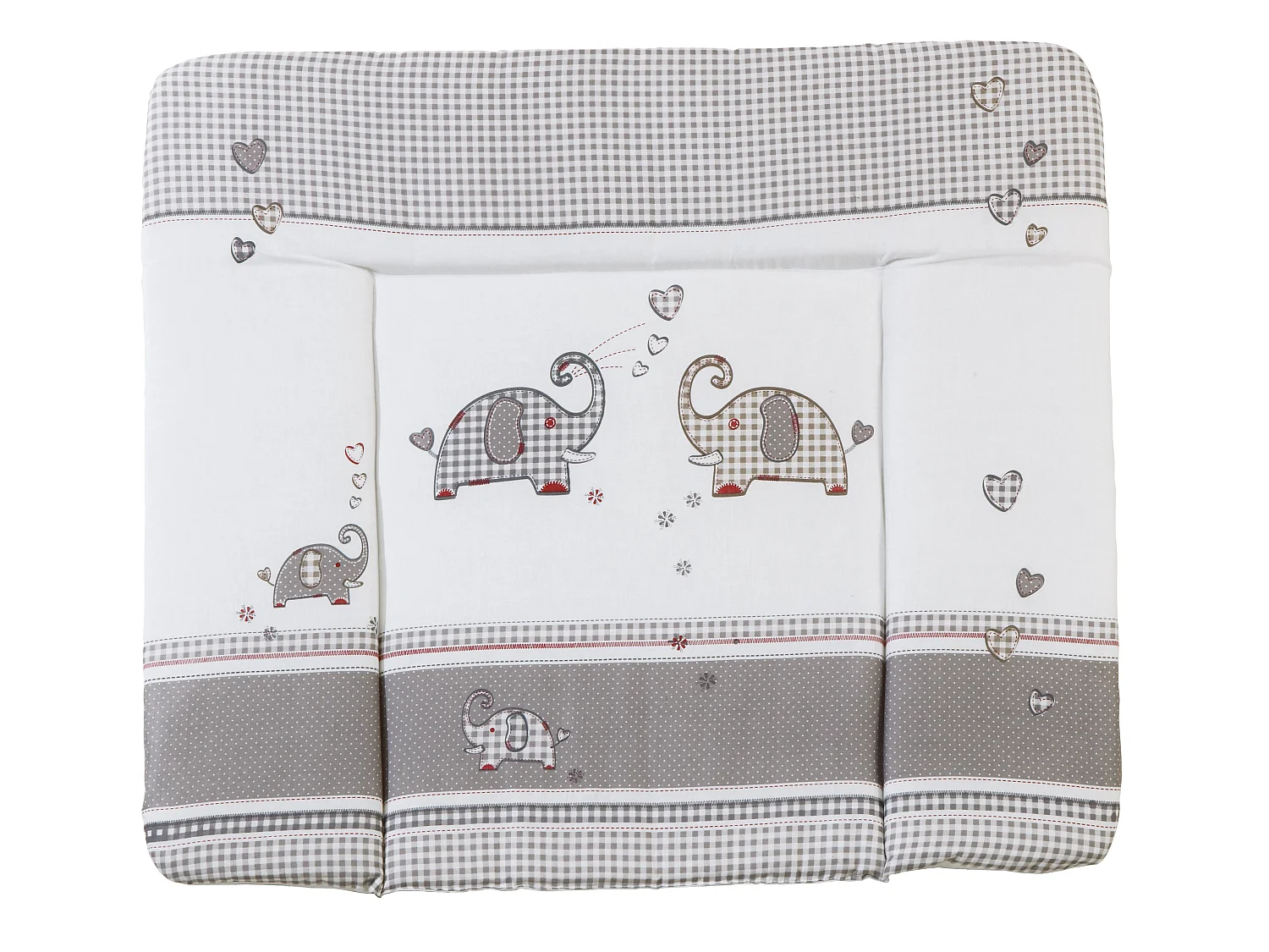 Matelas à Langer Jumbo Doux et Sécurisé avec Design Éléphant - Vichy Gris à Carreaux