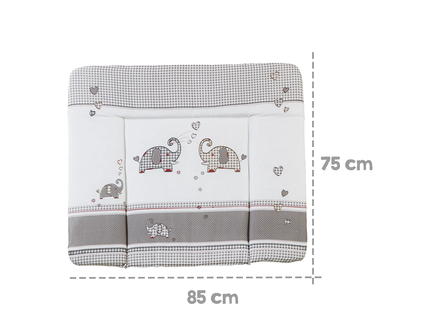 Matelas à Langer Jumbo Doux et Sécurisé avec Design Éléphant - Vichy Gris à Carreaux
