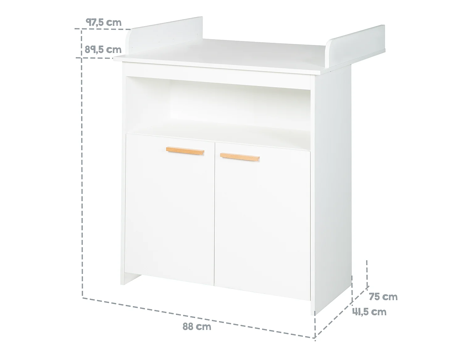 Moderno fasciatoio bianco con ante a chiusura soft e ripiano regolabile