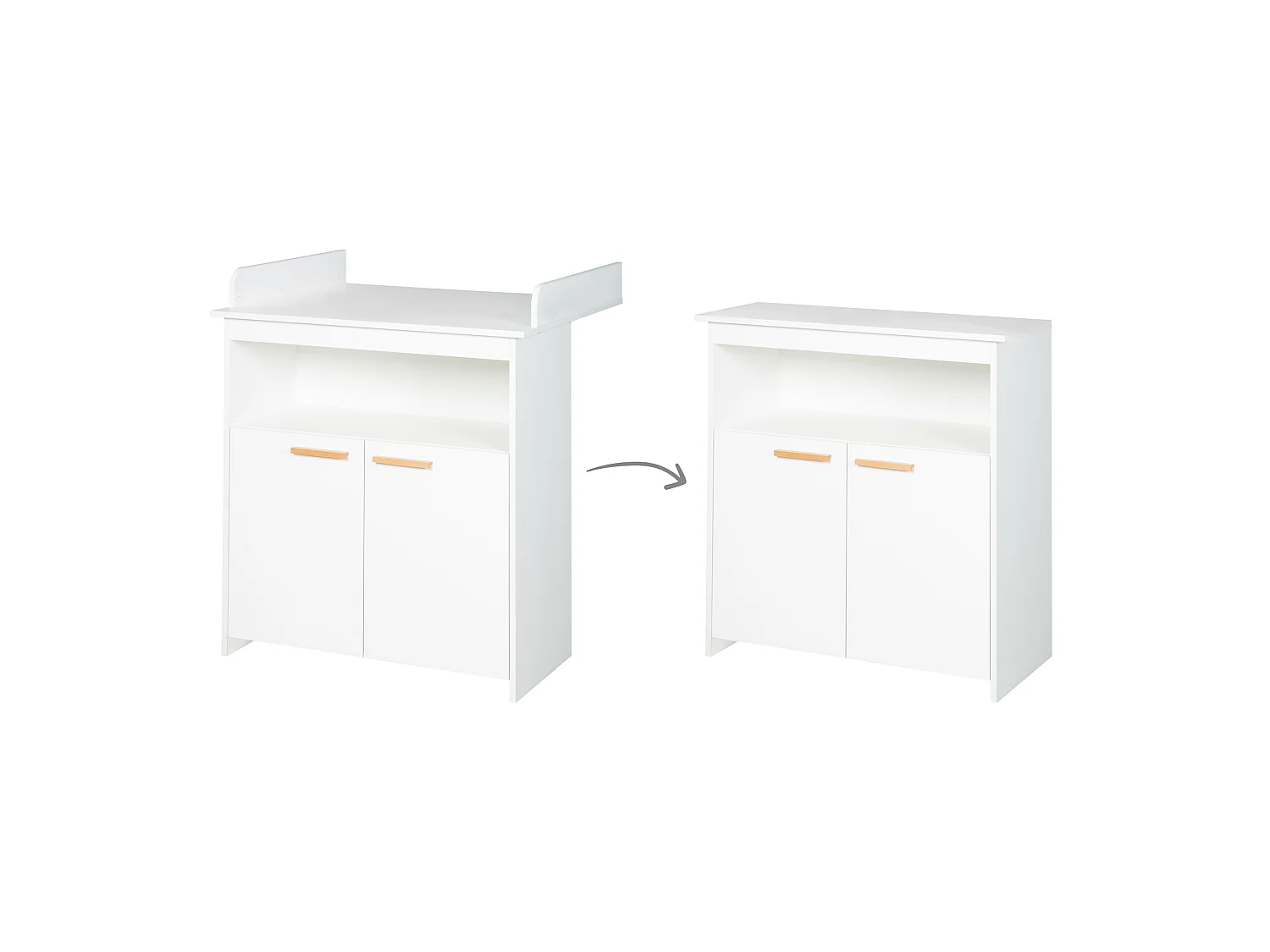Moderno fasciatoio bianco con ante a chiusura soft e ripiano regolabile