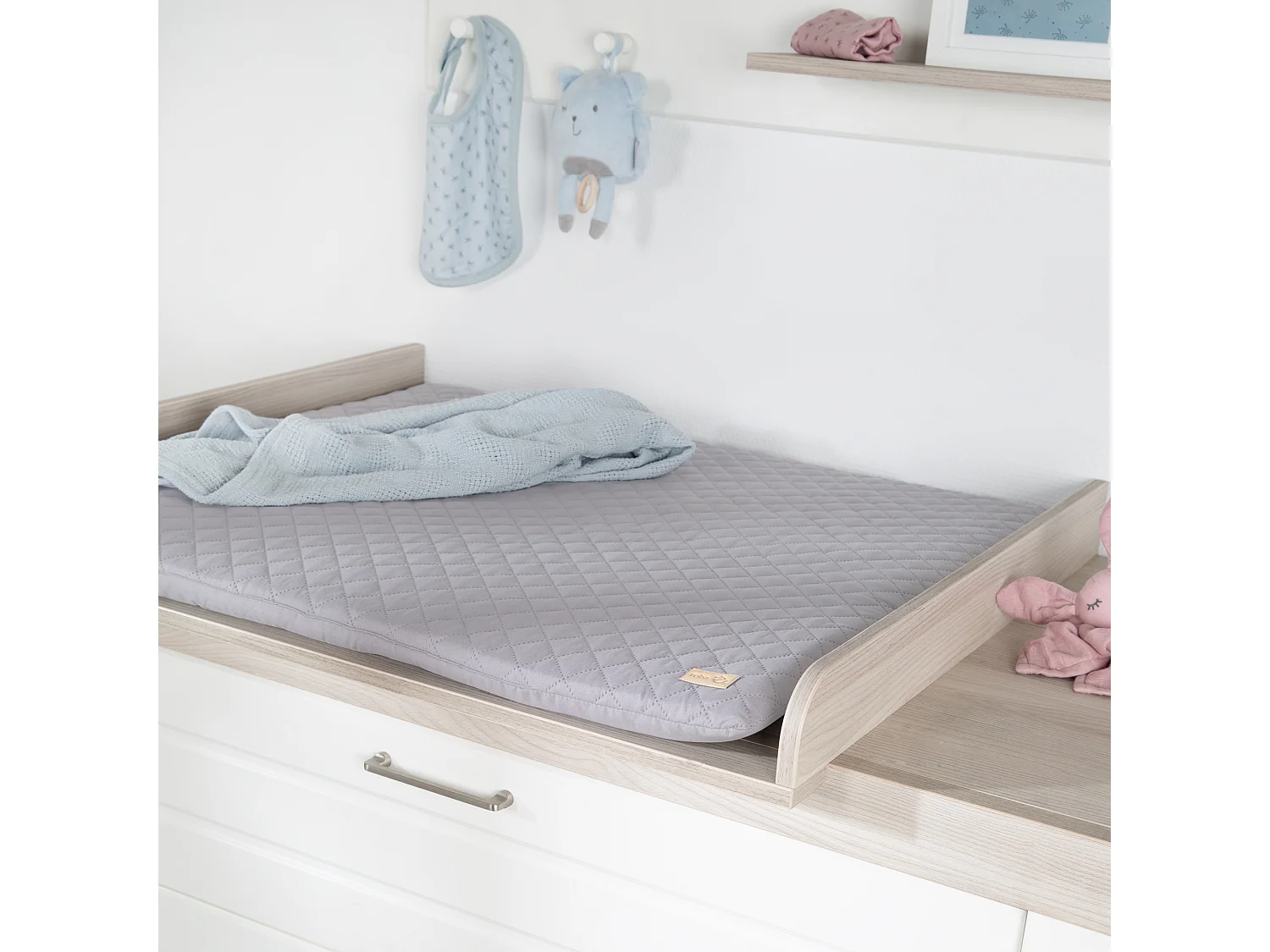 Matelas à Langer Roba Style Gris 85x75 cm Surface Rembourrée Douce et Imperméable