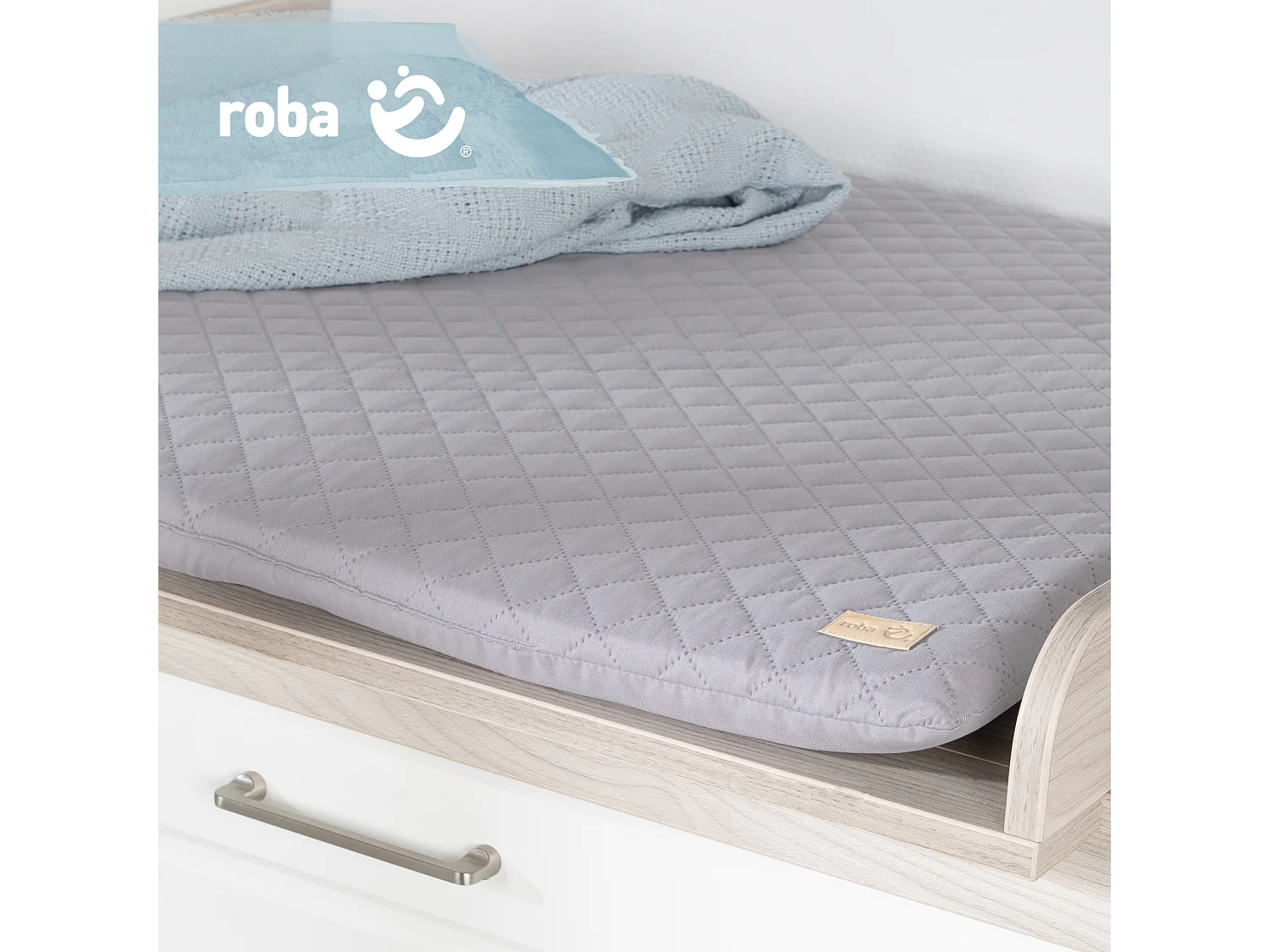 Matelas à Langer Roba Style Gris 85x75 cm Surface Rembourrée Douce et Imperméable