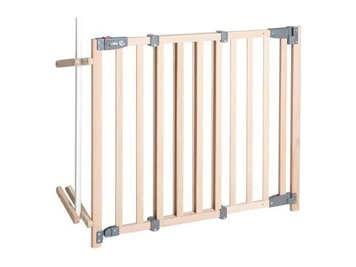 Barrière de sécurité ROBA Safety Up en hêtre massif, réglable 93,5–120,5 cm