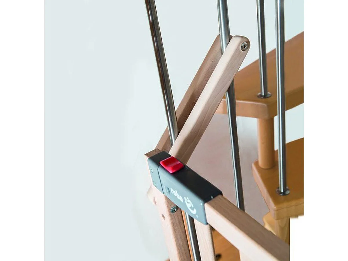 Barrière de sécurité ROBA Safety Up en hêtre massif, réglable 93,5–120,5 cm