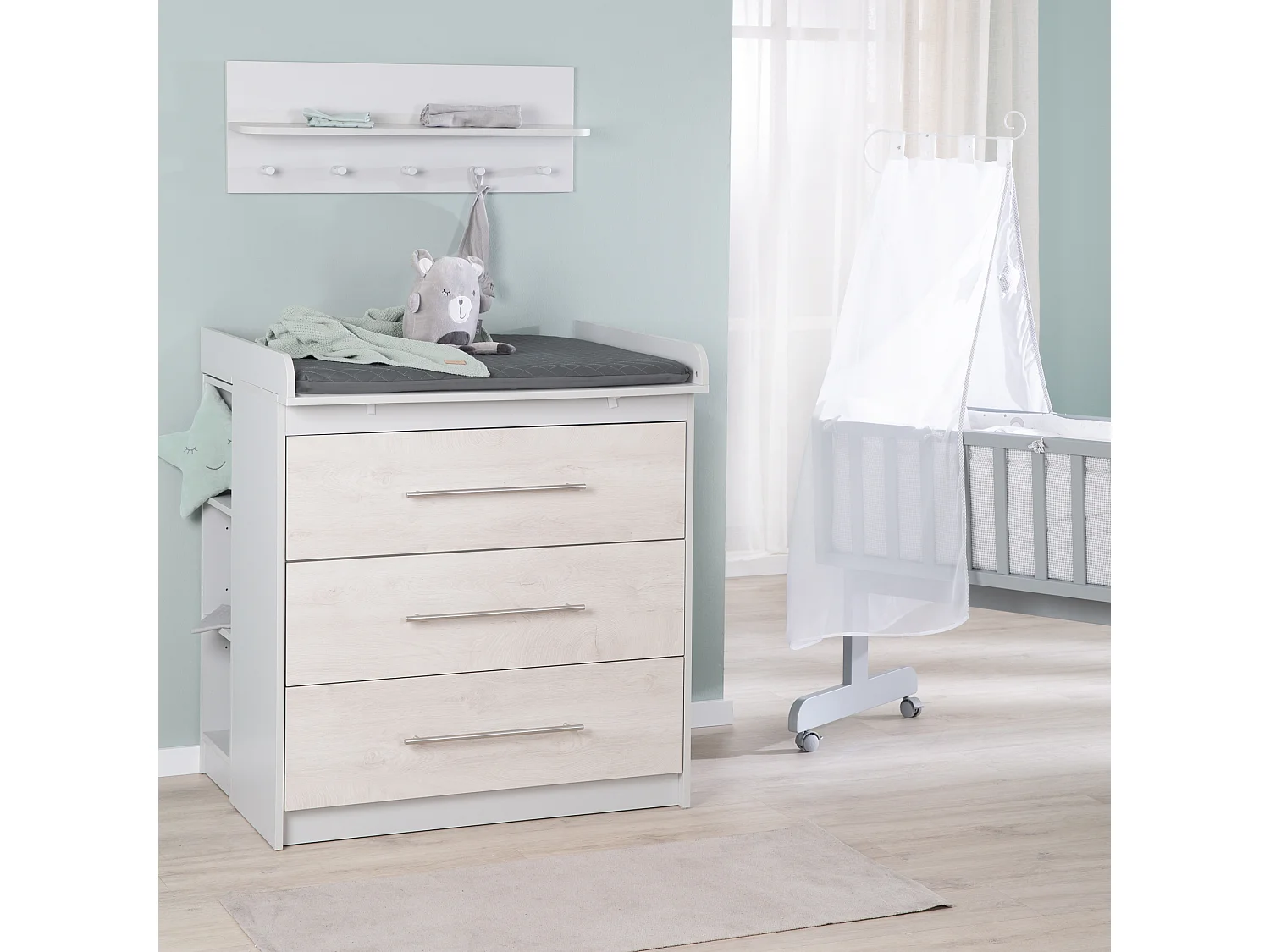 Wickelauflage Graphite gesteppt