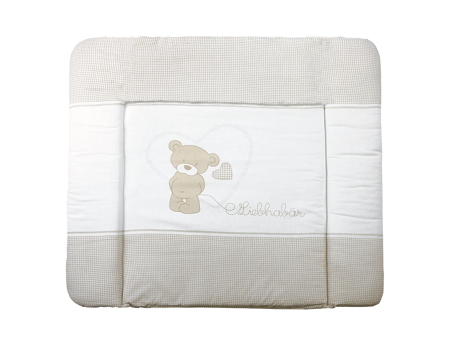 Matelas à langer Liebhabär doux et sûr avec design à carreaux Vichy beige - 85x75 cm