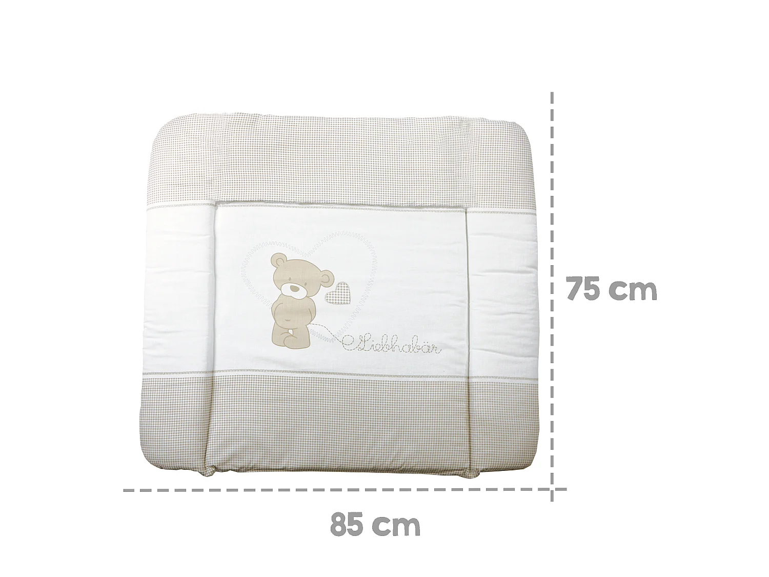 Matelas à langer Liebhabär doux et sûr avec design à carreaux Vichy beige - 85x75 cm