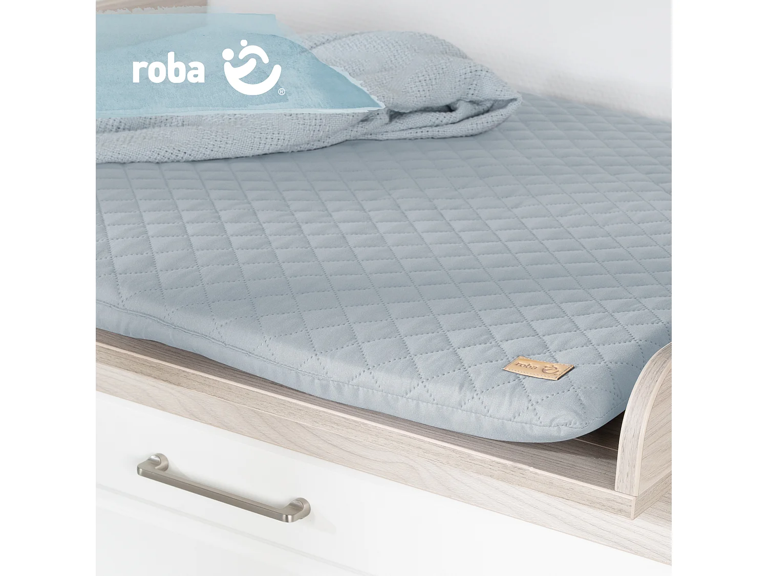 Matelas à Langer Rembourré roba Style - Turquoise - 85 x 75 cm