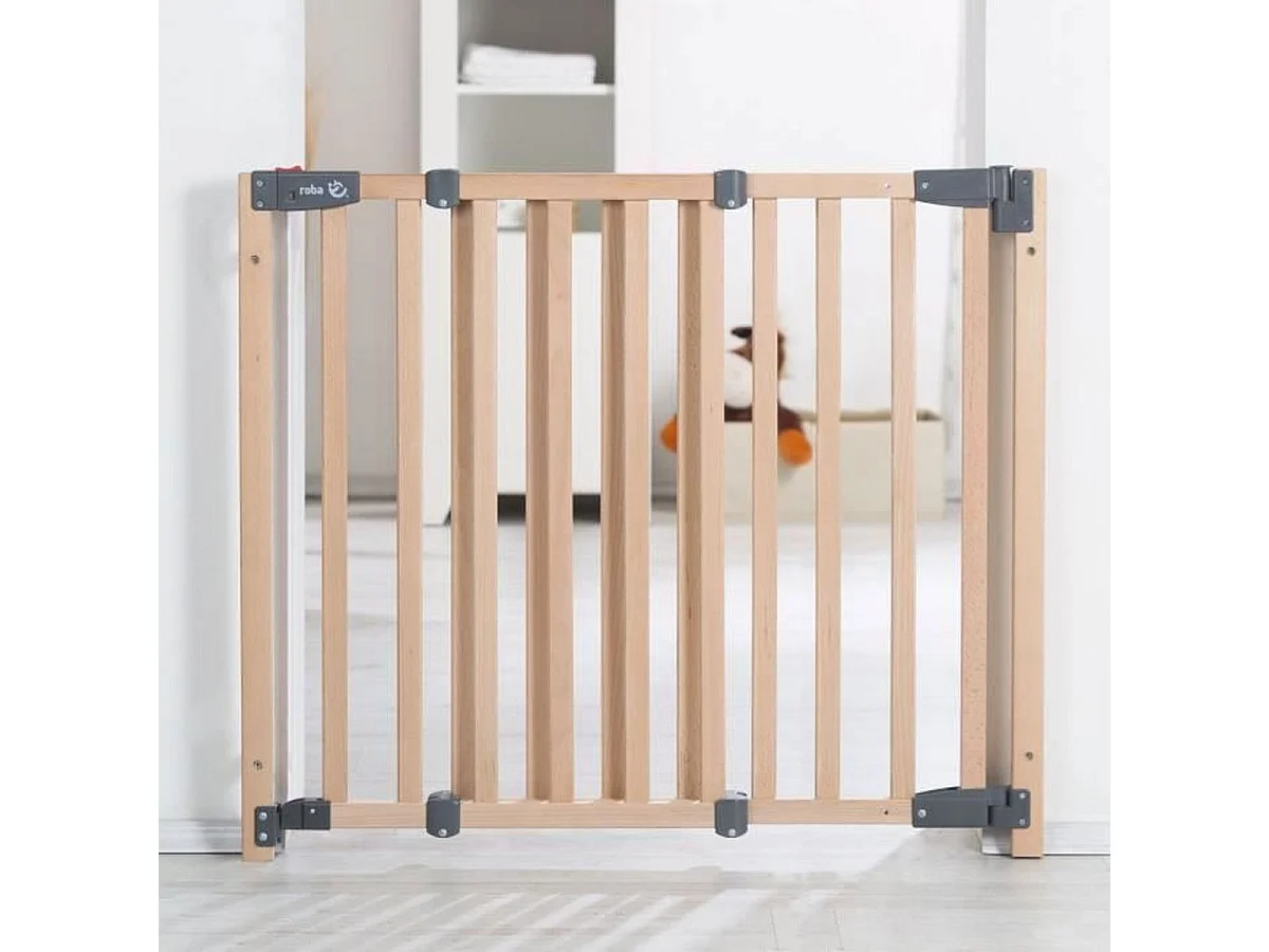 Barrière de sécurité Roba Safety Up en hêtre, réglable 70–118,5 cm, hauteur 83,5 cm