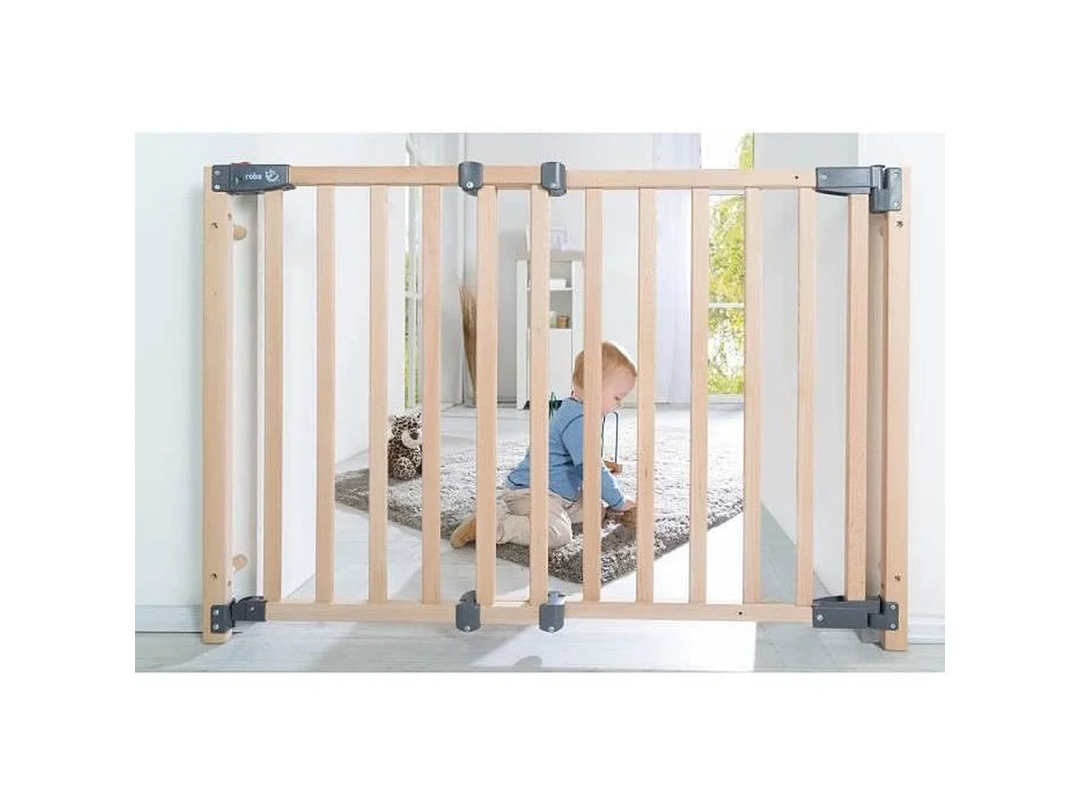 Barrière de sécurité Roba Safety Up en hêtre, réglable 70–118,5 cm, hauteur 83,5 cm