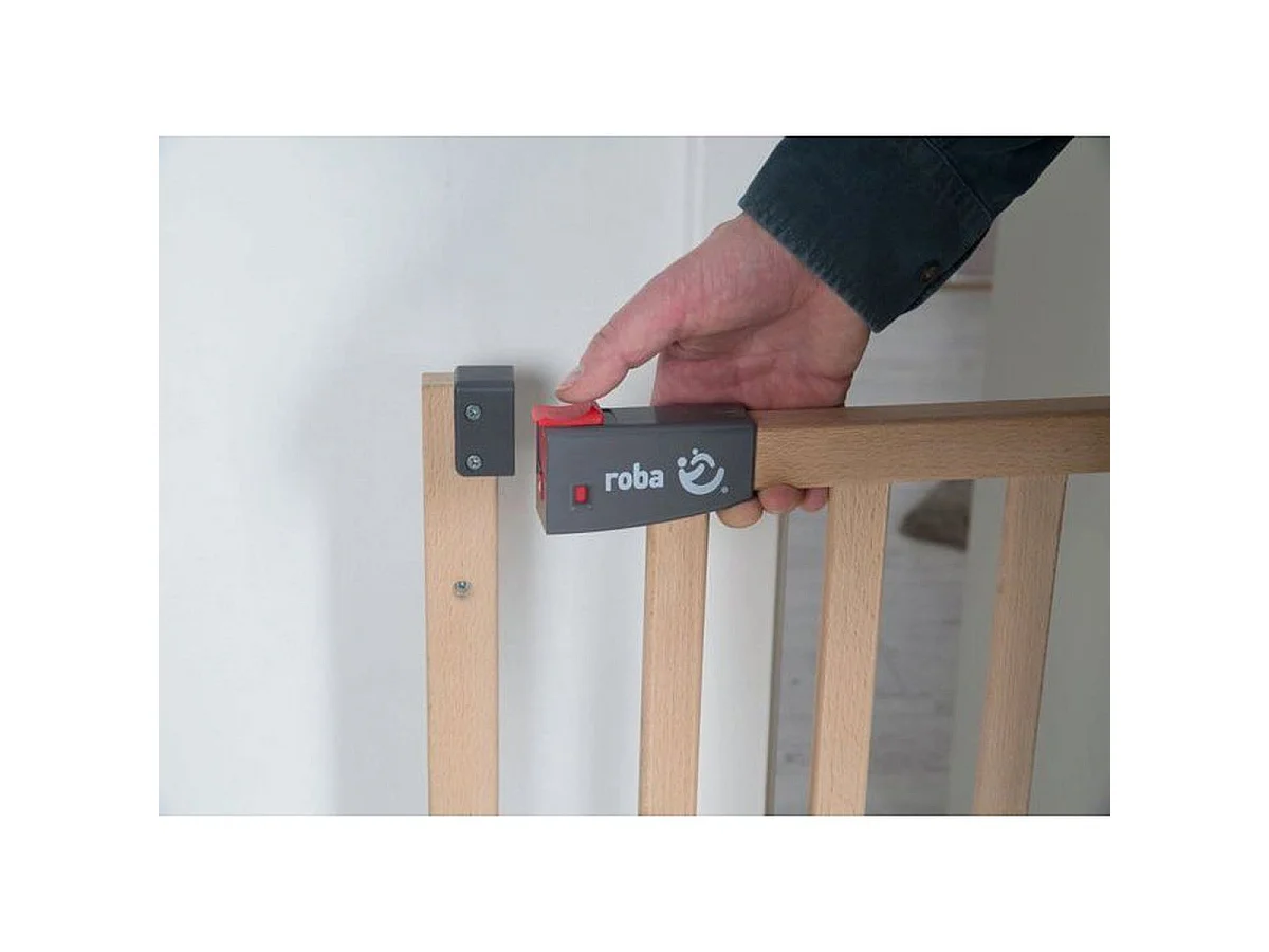 Barrière de sécurité Roba Safety Up en hêtre, réglable 70–118,5 cm, hauteur 83,5 cm