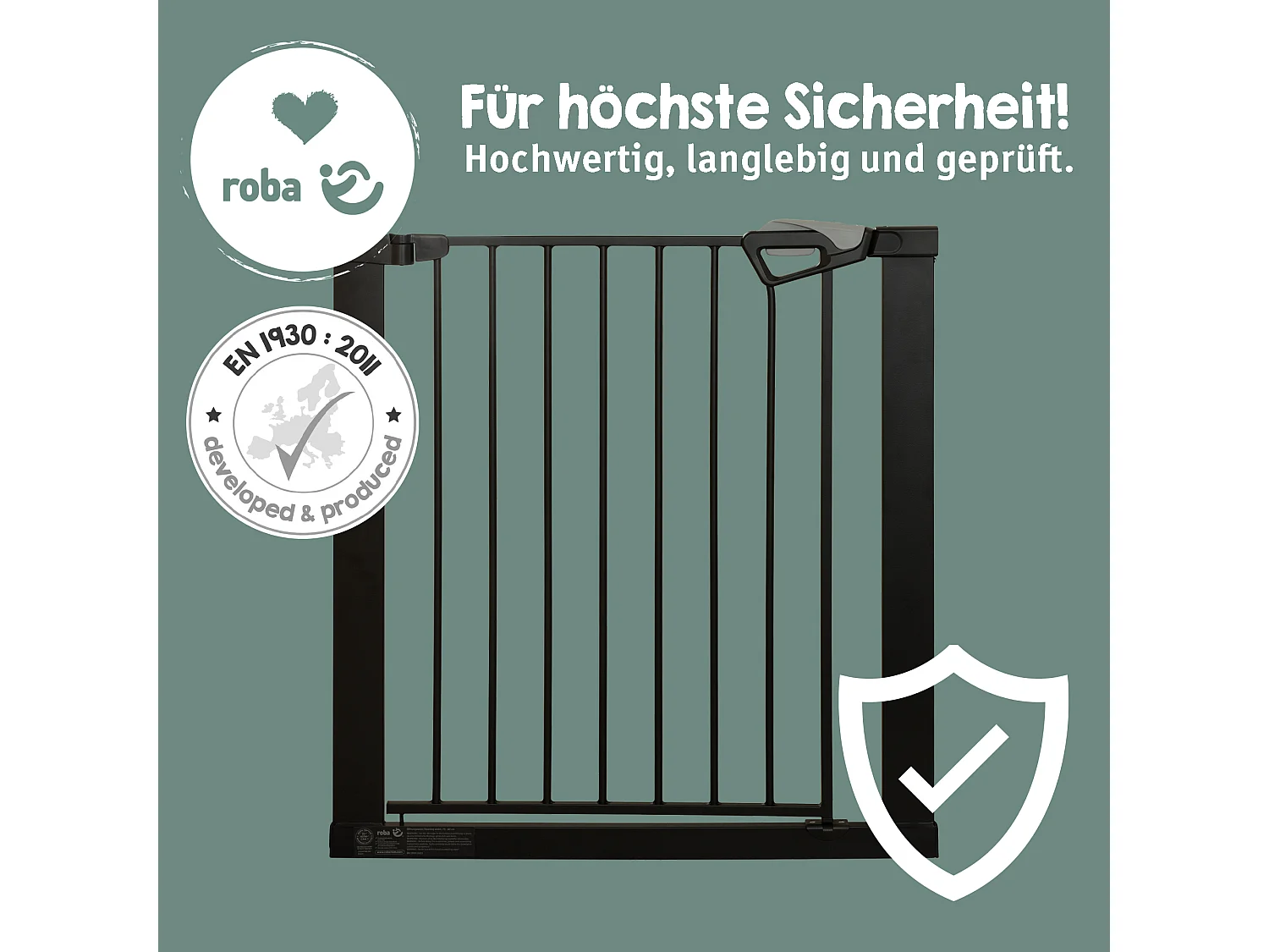 Puerta y Barrera de Seguridad para Puertas y Escaleras roba easySafe+ - Certificado TÜV, Cierre Automático, 75-82 cm, Negro