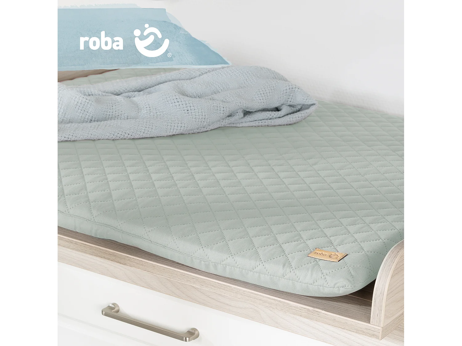 Matelas à langer souple Roba Style Frosty Green 85x75 cm