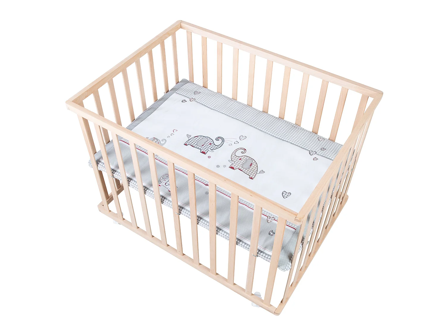 Parque para bebé Roba Jumbo Twins 75x100 cm con 3 niveles de altura y ruedas con freno - Roble claro