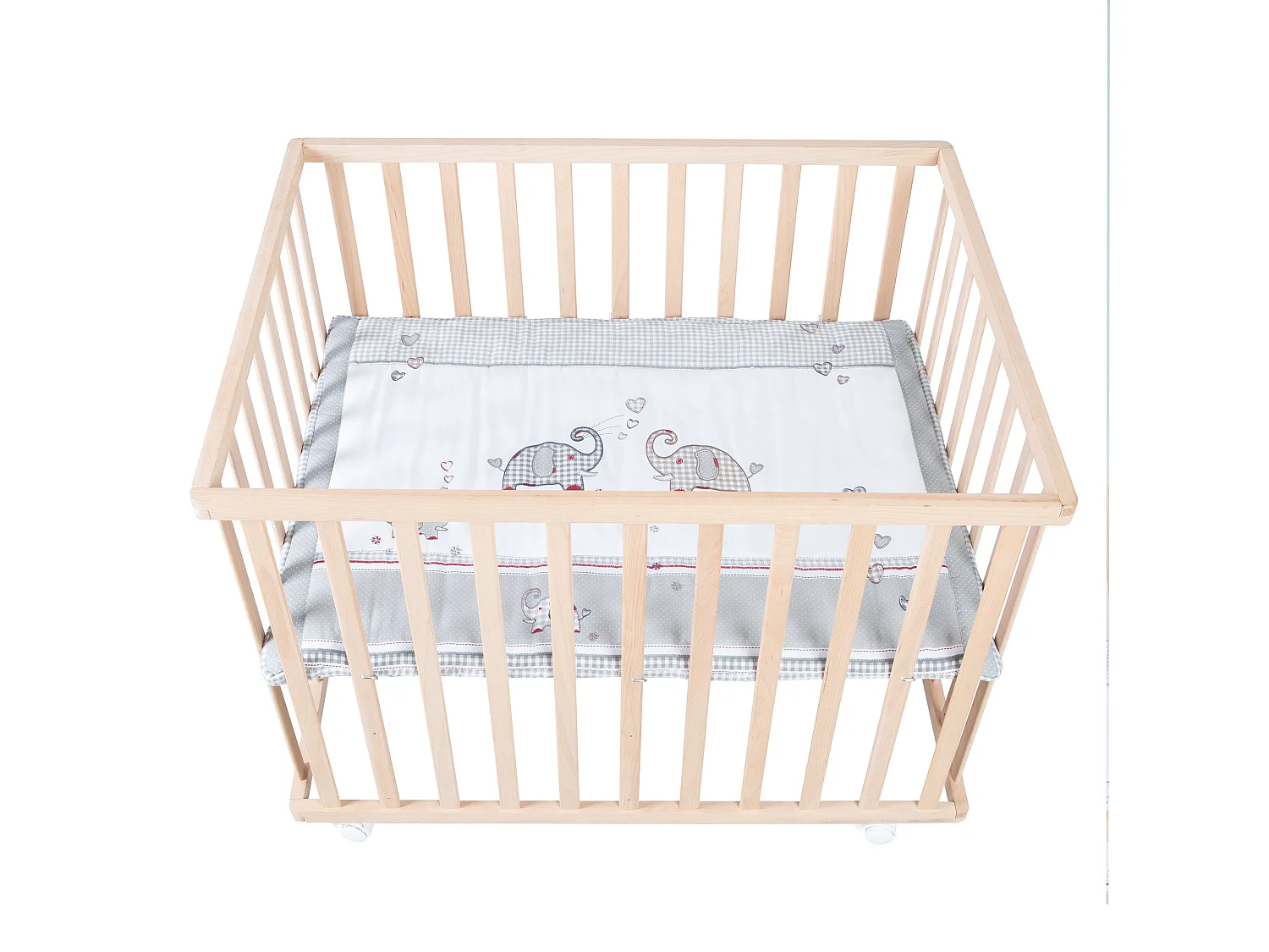 Parque para bebé Roba Jumbo Twins 75x100 cm con 3 niveles de altura y ruedas con freno - Roble claro