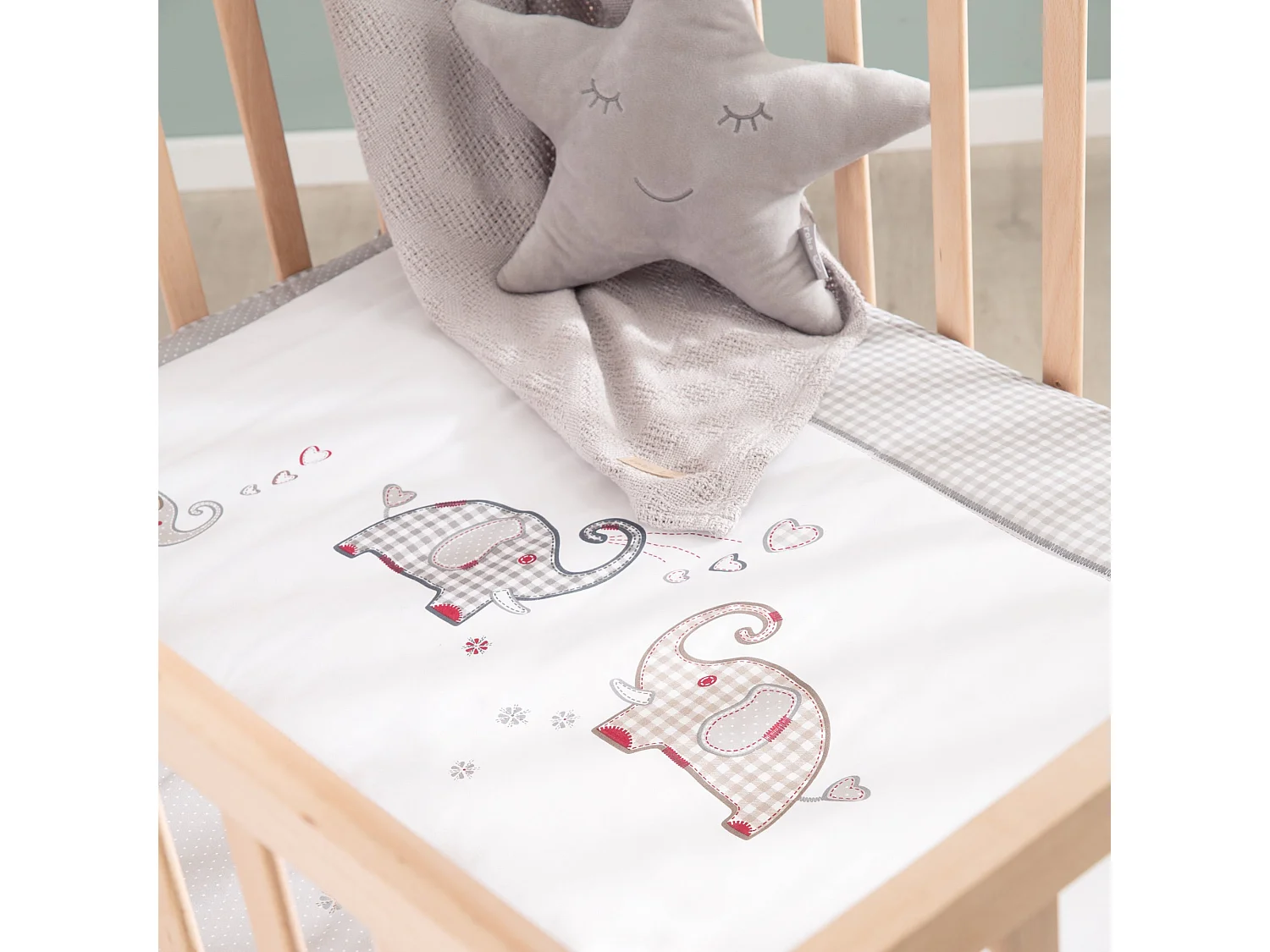 Parque para bebé Roba Jumbo Twins 75x100 cm con 3 niveles de altura y ruedas con freno - Roble claro