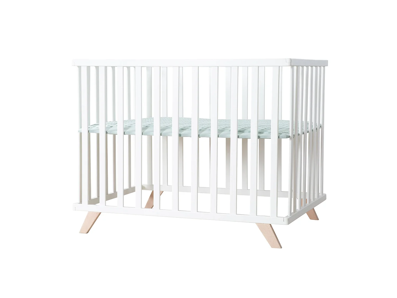 Parque de juegos de 4 lados Roba con inserto Lil Planet, haya blanca bio, sostenible, apto para bebés, resistente, 75x100 cm