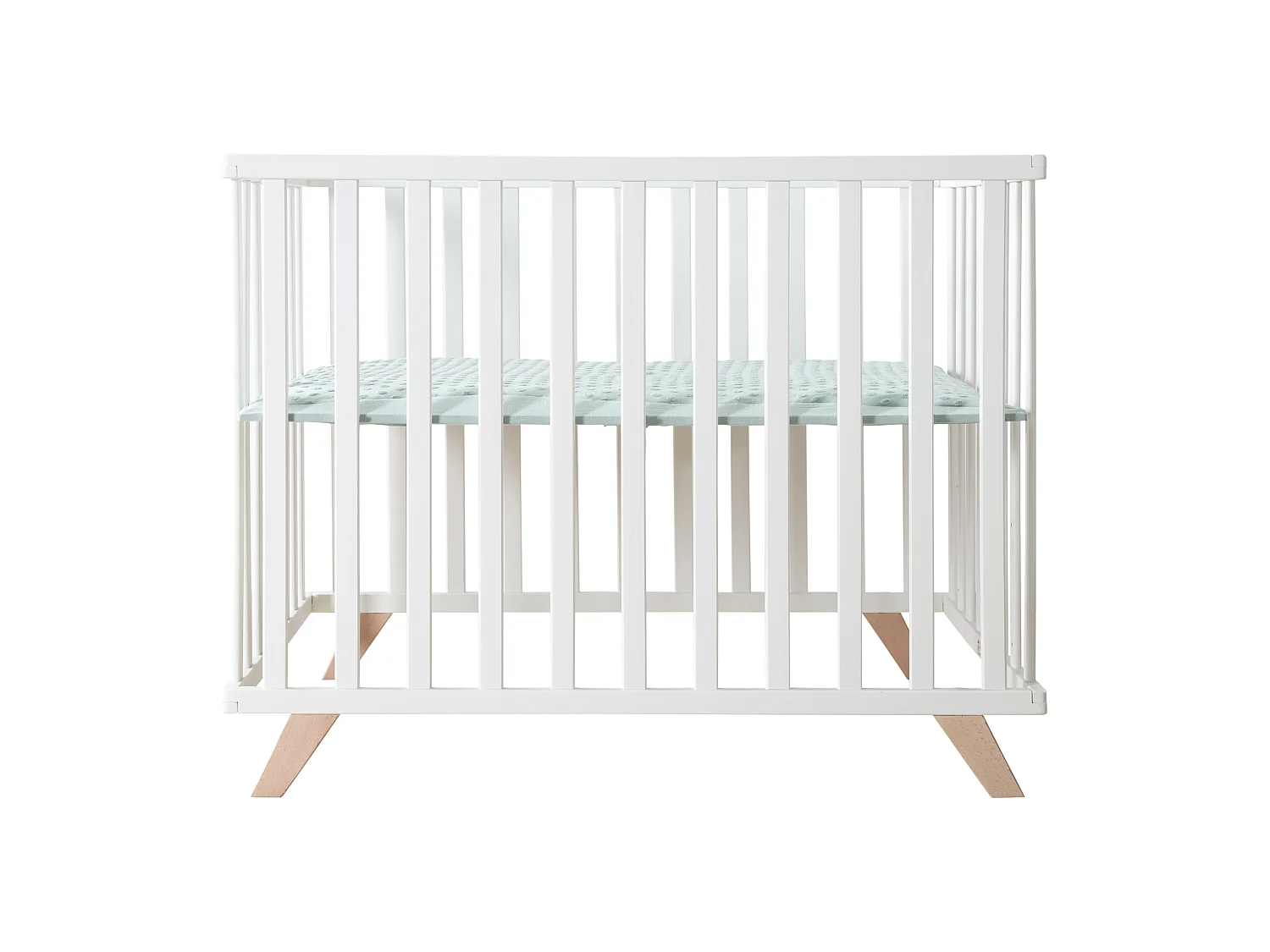 Parque de juegos de 4 lados Roba con inserto Lil Planet, haya blanca bio, sostenible, apto para bebés, resistente, 75x100 cm
