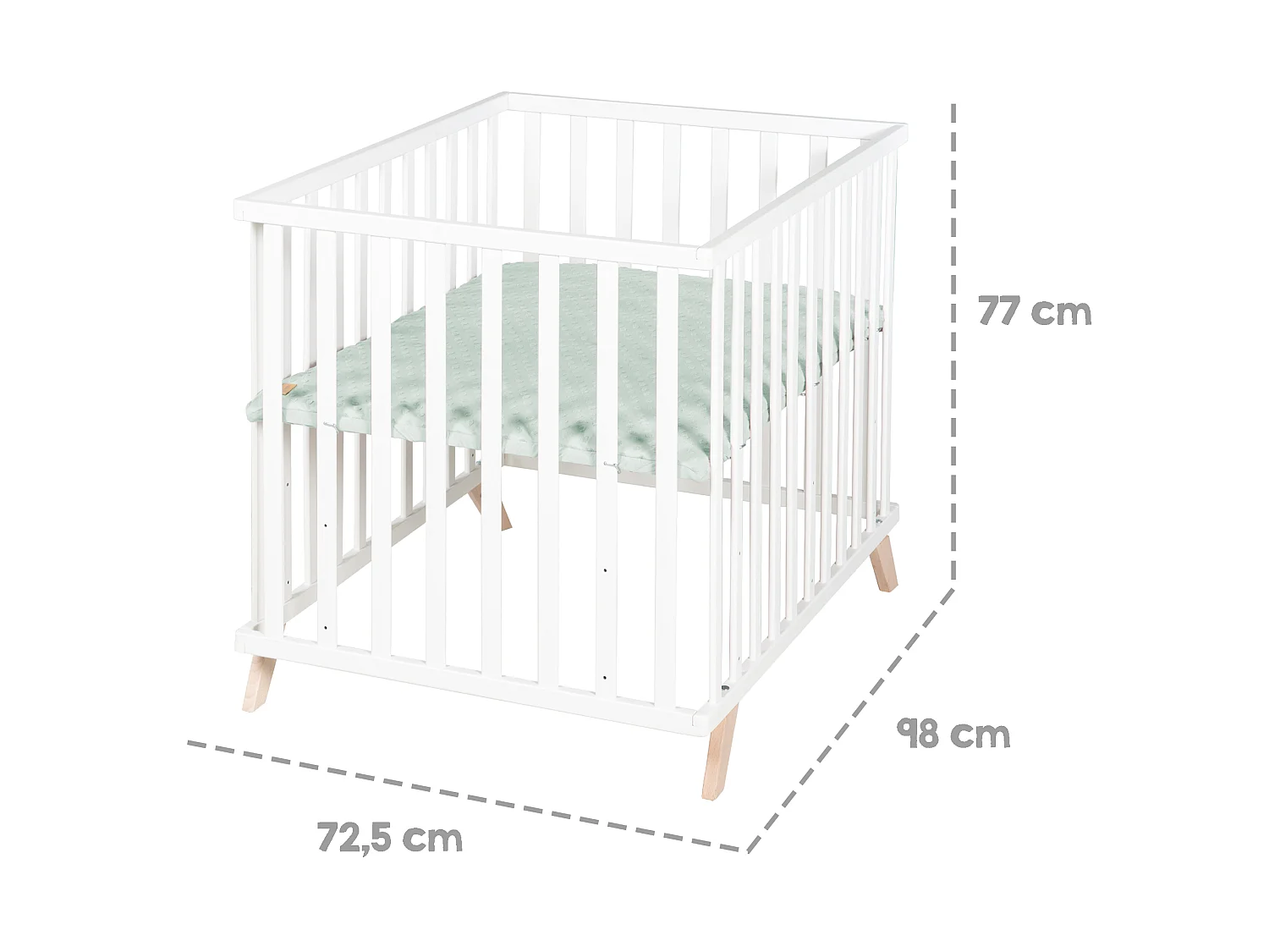 Parque de juegos de 4 lados Roba con inserto Lil Planet, haya blanca bio, sostenible, apto para bebés, resistente, 75x100 cm