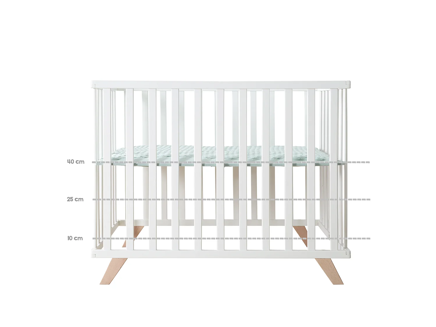 Parque de juegos de 4 lados Roba con inserto Lil Planet, haya blanca bio, sostenible, apto para bebés, resistente, 75x100 cm