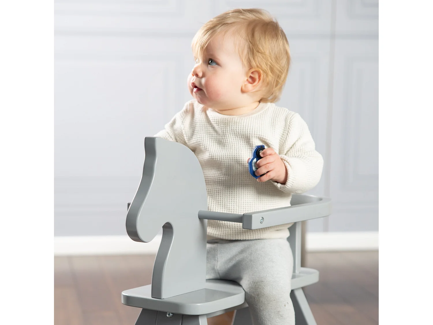 Schaukelpferd Grau für Babys und Kinder