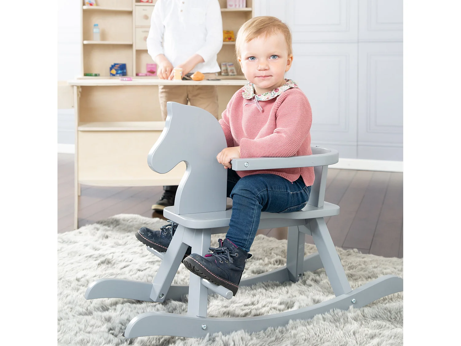 Schaukelpferd Grau für Babys und Kinder