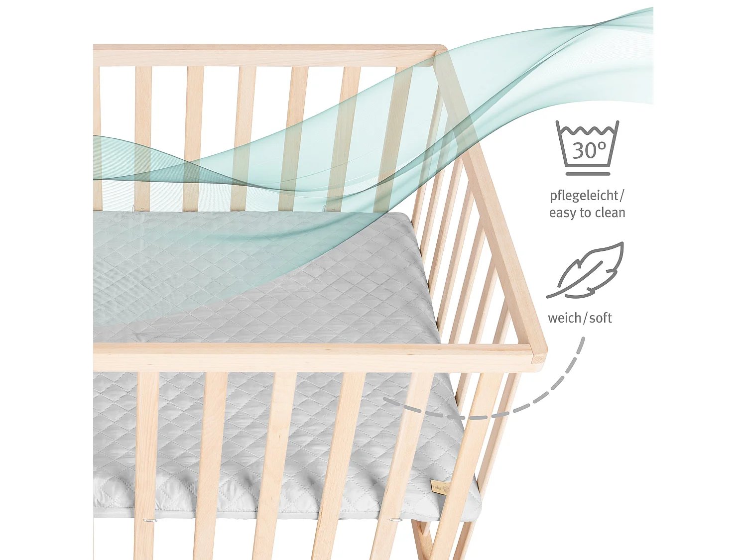 Parque Infantil para Bebés roba Style Bio-Buche Natural con Inserto de Tela de la Colección 'roba Style'