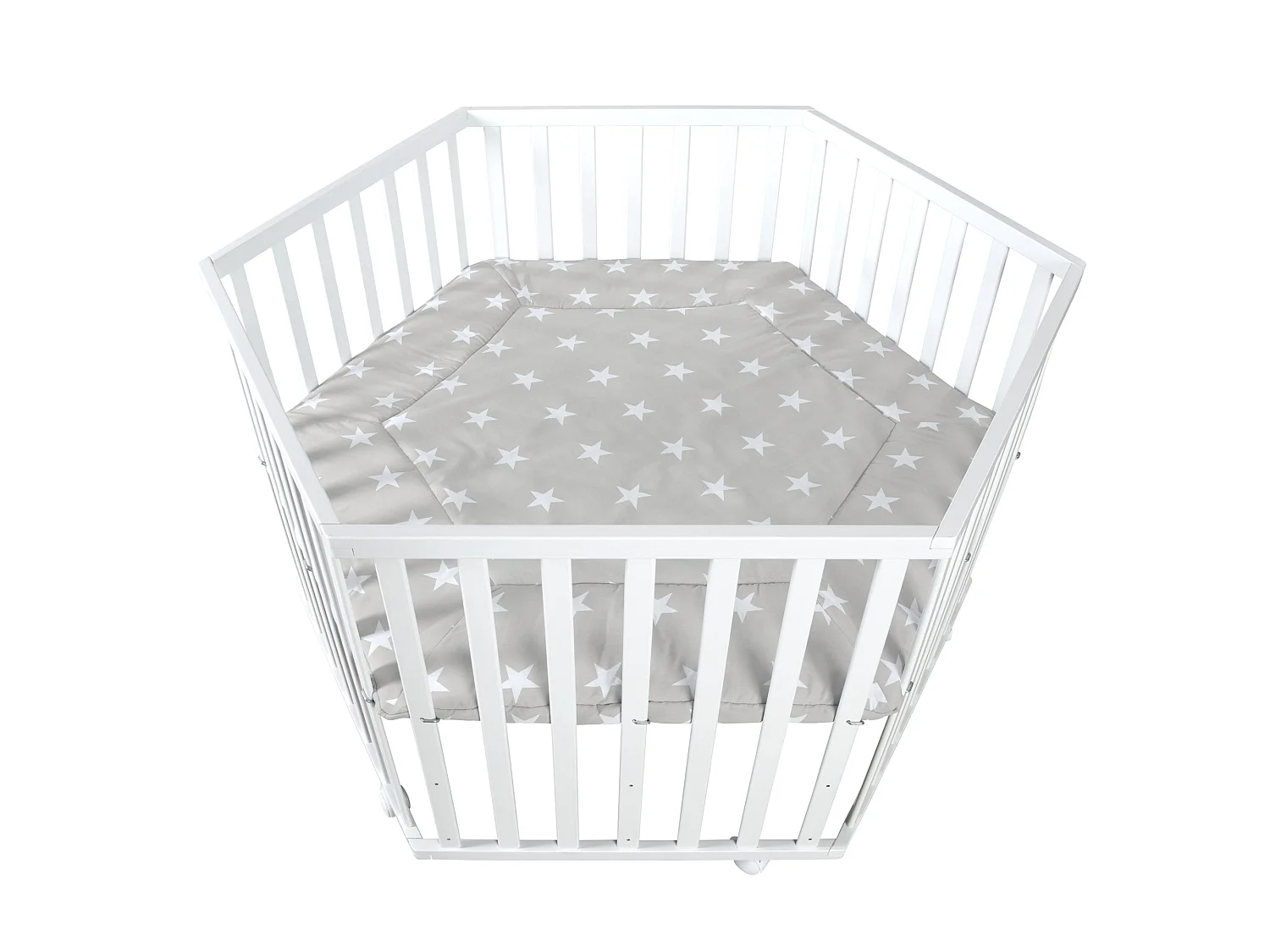 Parque de juegos de madera de 6 lados Little Stars con altura ajustable y ruedas
