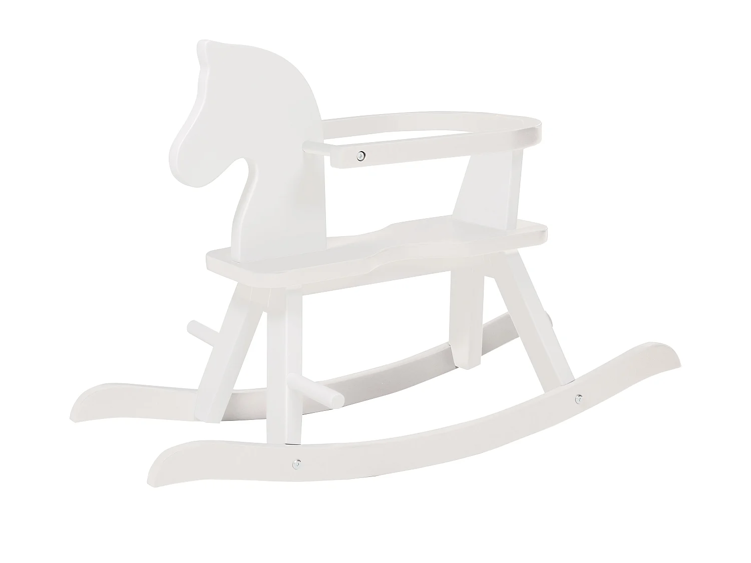 Caballo Mecedora Blanco con Características de Seguridad y Anillo de Protección Ajustable para Niños Pequeños
