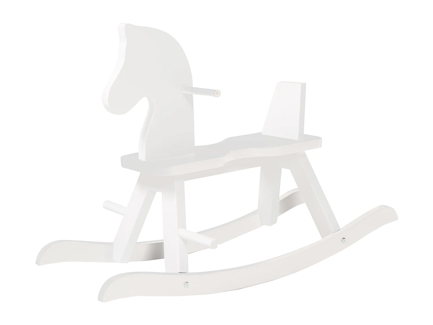 Caballo Mecedora Blanco con Características de Seguridad y Anillo de Protección Ajustable para Niños Pequeños