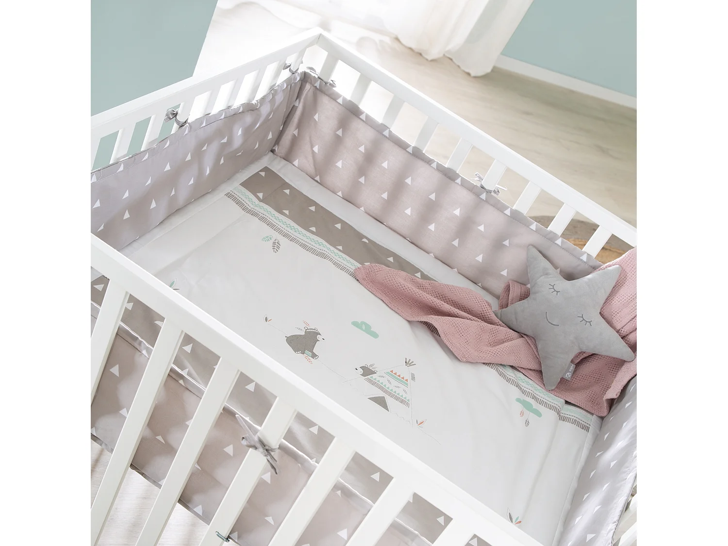 Indibär 100x100 cm Parc à Jouets en Bois avec Design Robuste et 3 Niveaux de Hauteur - Décoration Moderne et Mobilité