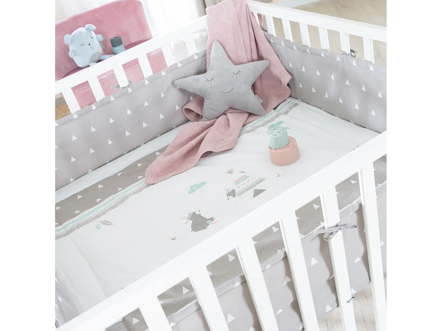 Indibär 100x100 cm Parc à Jouets en Bois avec Design Robuste et 3 Niveaux de Hauteur - Décoration Moderne et Mobilité
