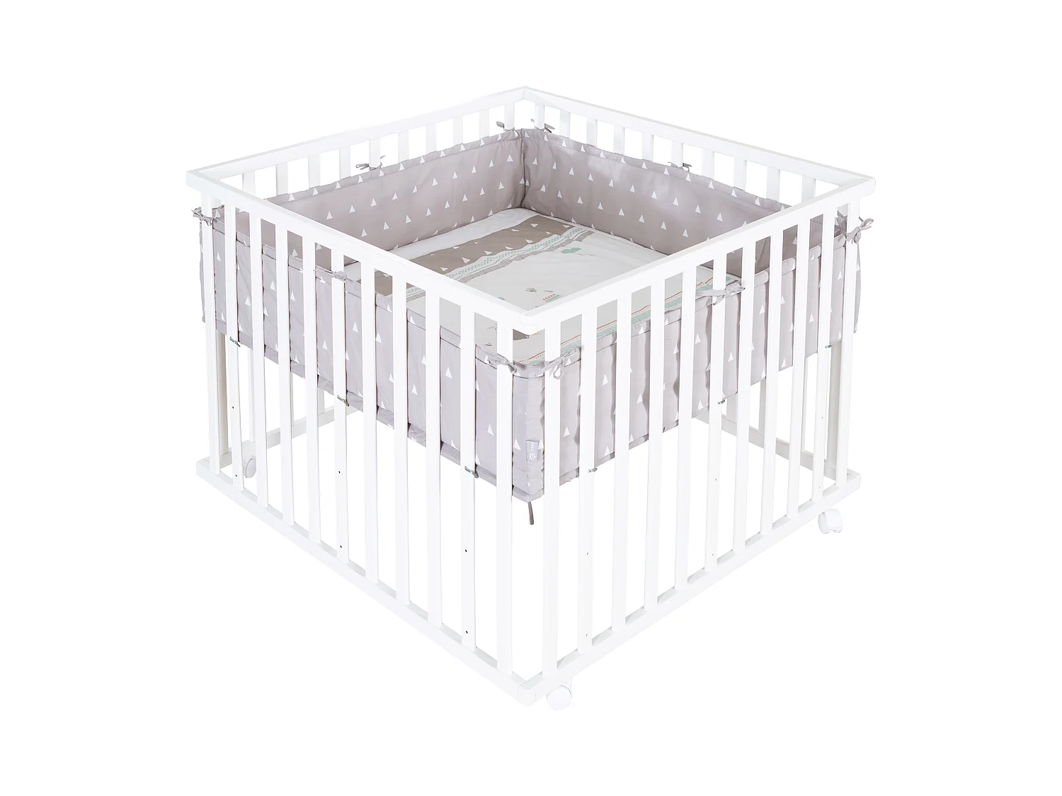 Indibär 100x100 cm Parc à Jouets en Bois avec Design Robuste et 3 Niveaux de Hauteur - Décoration Moderne et Mobilité