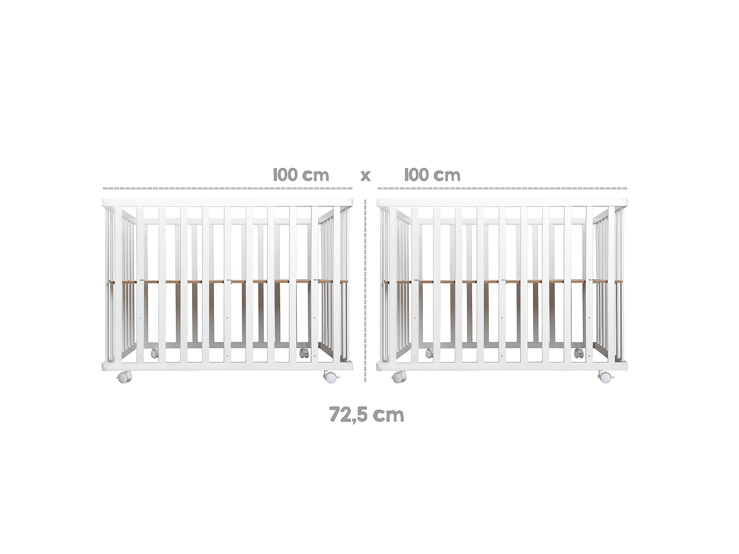 Indibär 100x100 cm Parc à Jouets en Bois avec Design Robuste et 3 Niveaux de Hauteur - Décoration Moderne et Mobilité