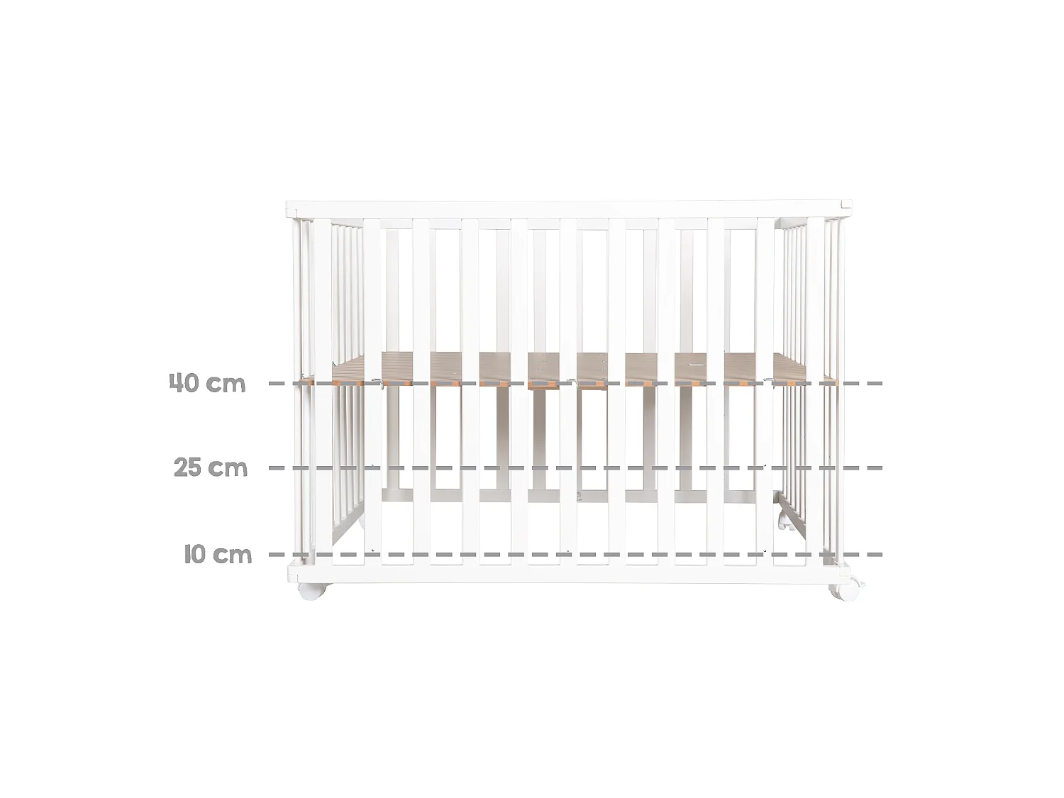 Indibär 100x100 cm Parc à Jouets en Bois avec Design Robuste et 3 Niveaux de Hauteur - Décoration Moderne et Mobilité