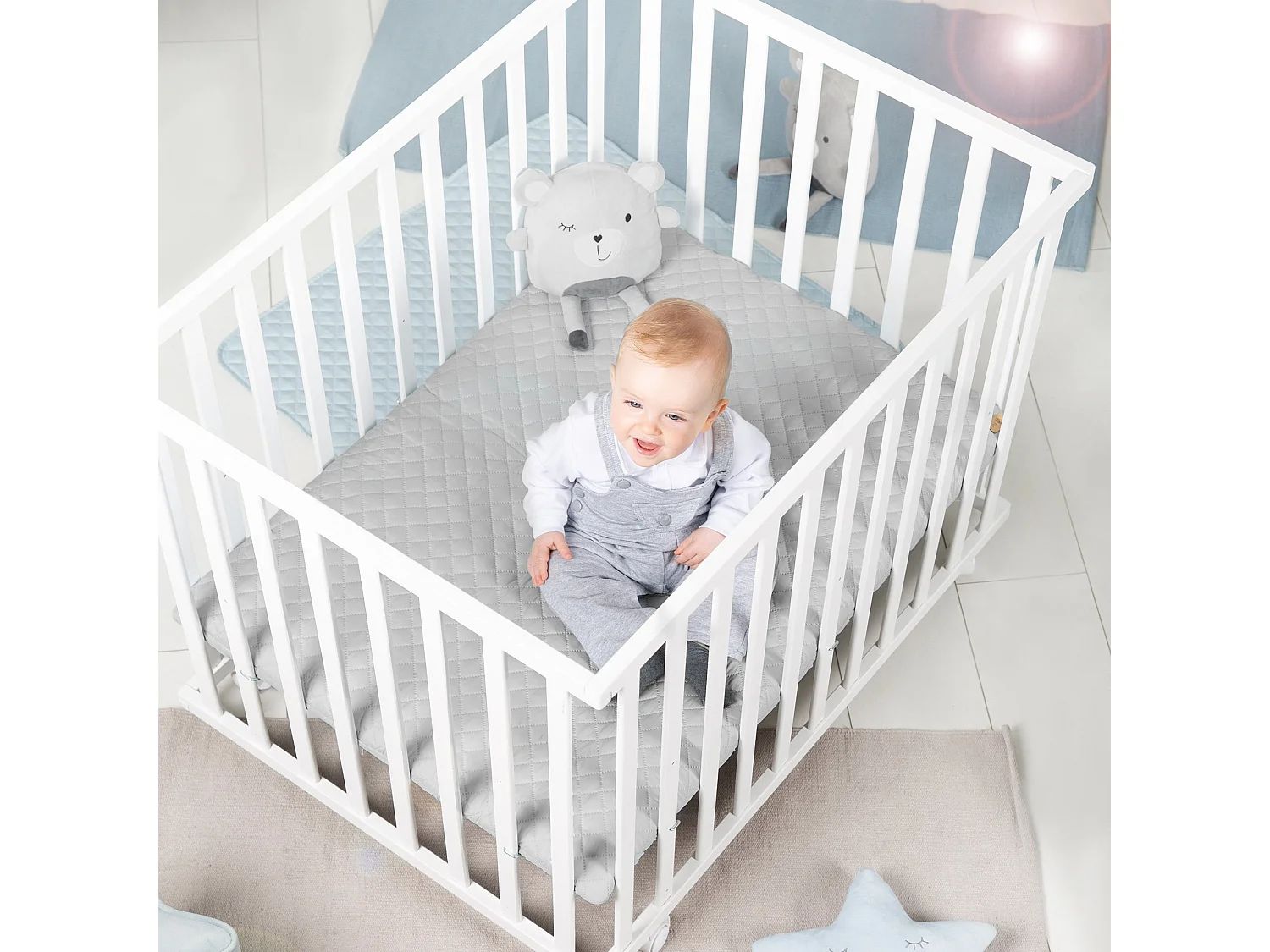 Parque de Juegos para Bebés roba Style 75x100 cm Blanco Inserto Acolchado Suave Ajustable en 3 Alturas