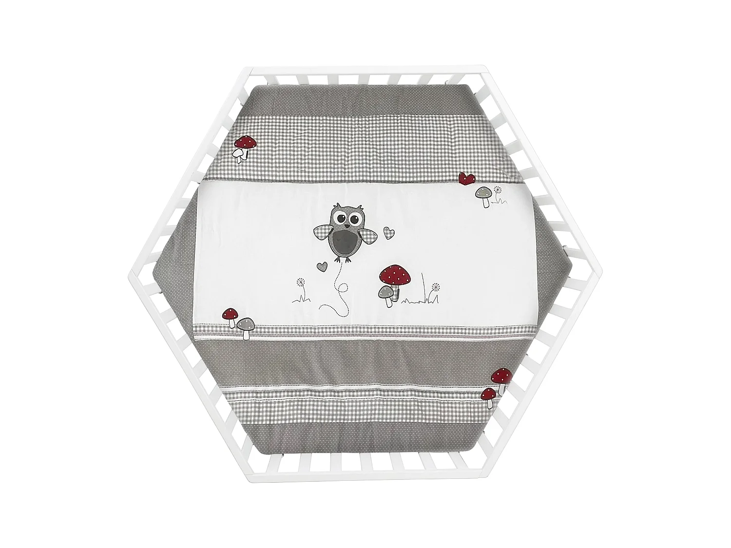 Parque de juegos hexagonal de madera Roba con inserción textil Adam & Eule - Blanco
