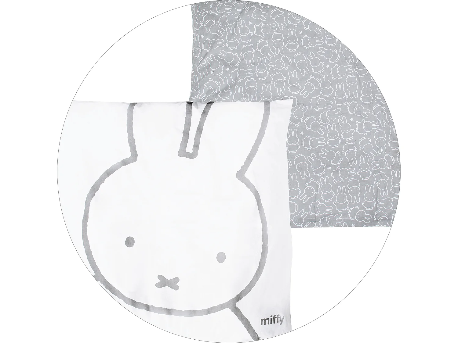 Recinto Giochi in Legno a 6 Lati Miffy con Inserto Tessile - Finitura Bianca