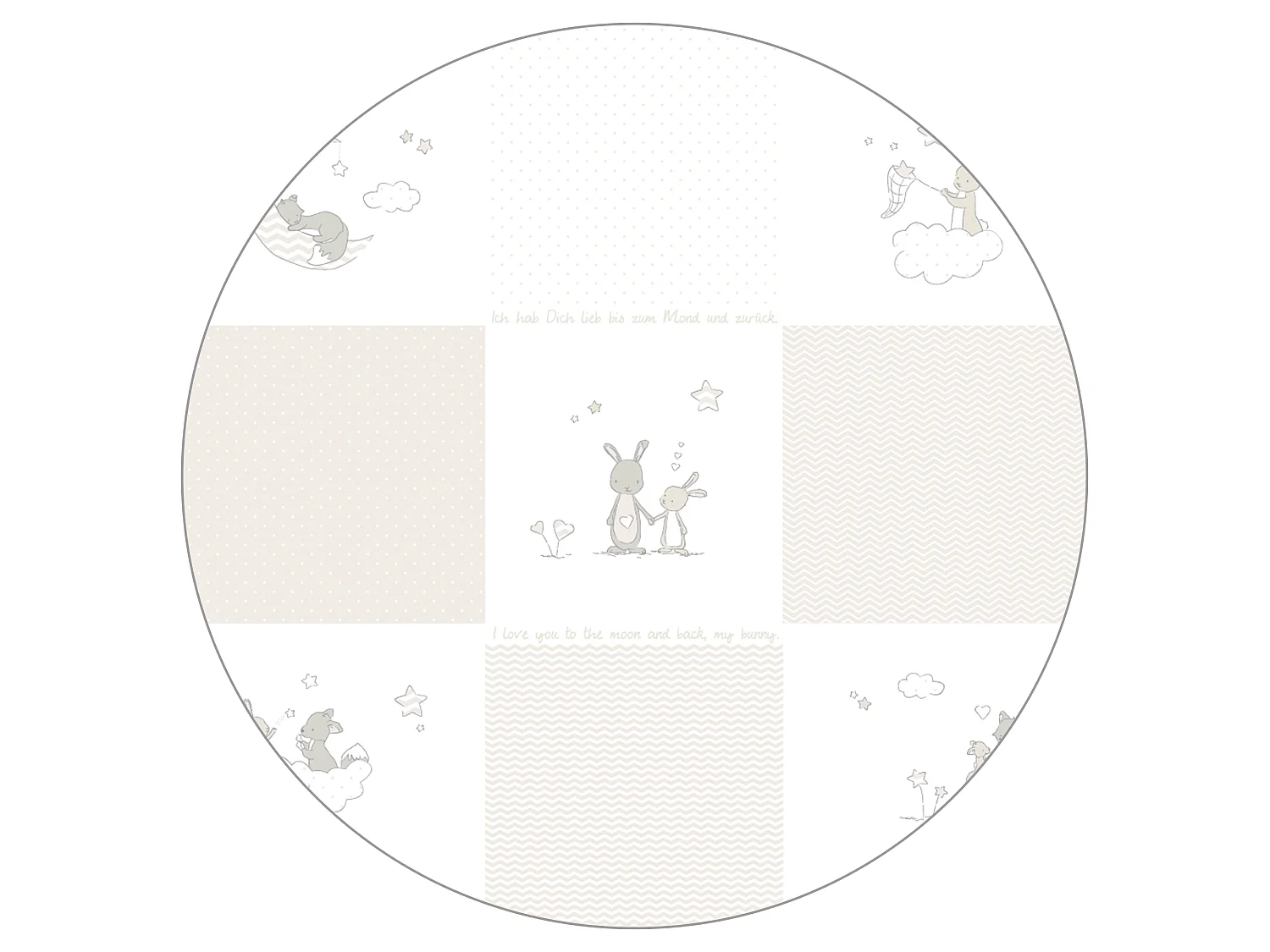 Parque de juegos de madera de 6 lados Roba con diseño de zorro y conejo, blanco, ajustable en altura, certificado